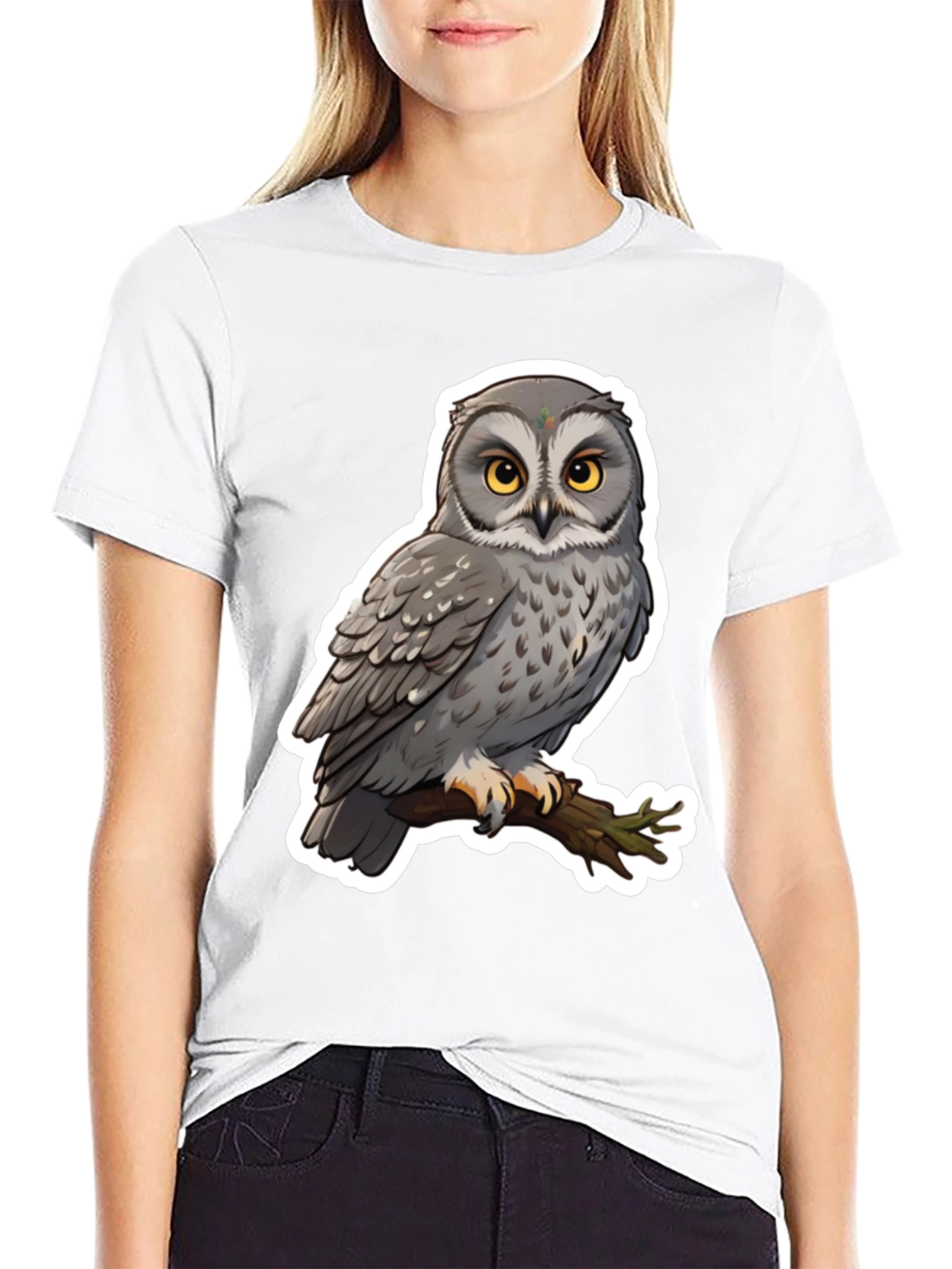 Black Owl Graphic Print Black T-Shirt view 9