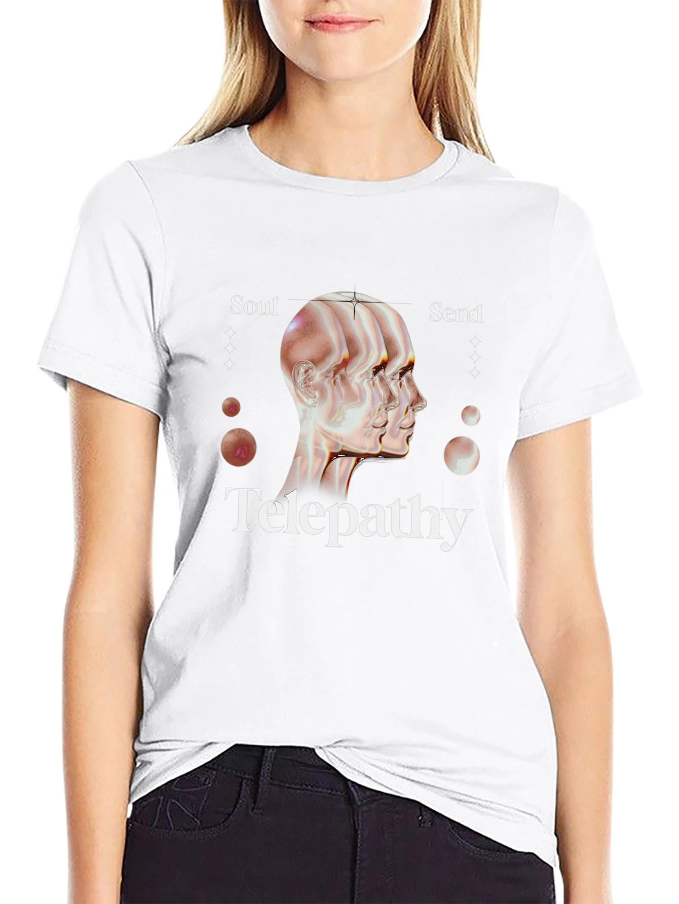 Black Telepathy Soul Send Graphic Black T-Shirt view 9