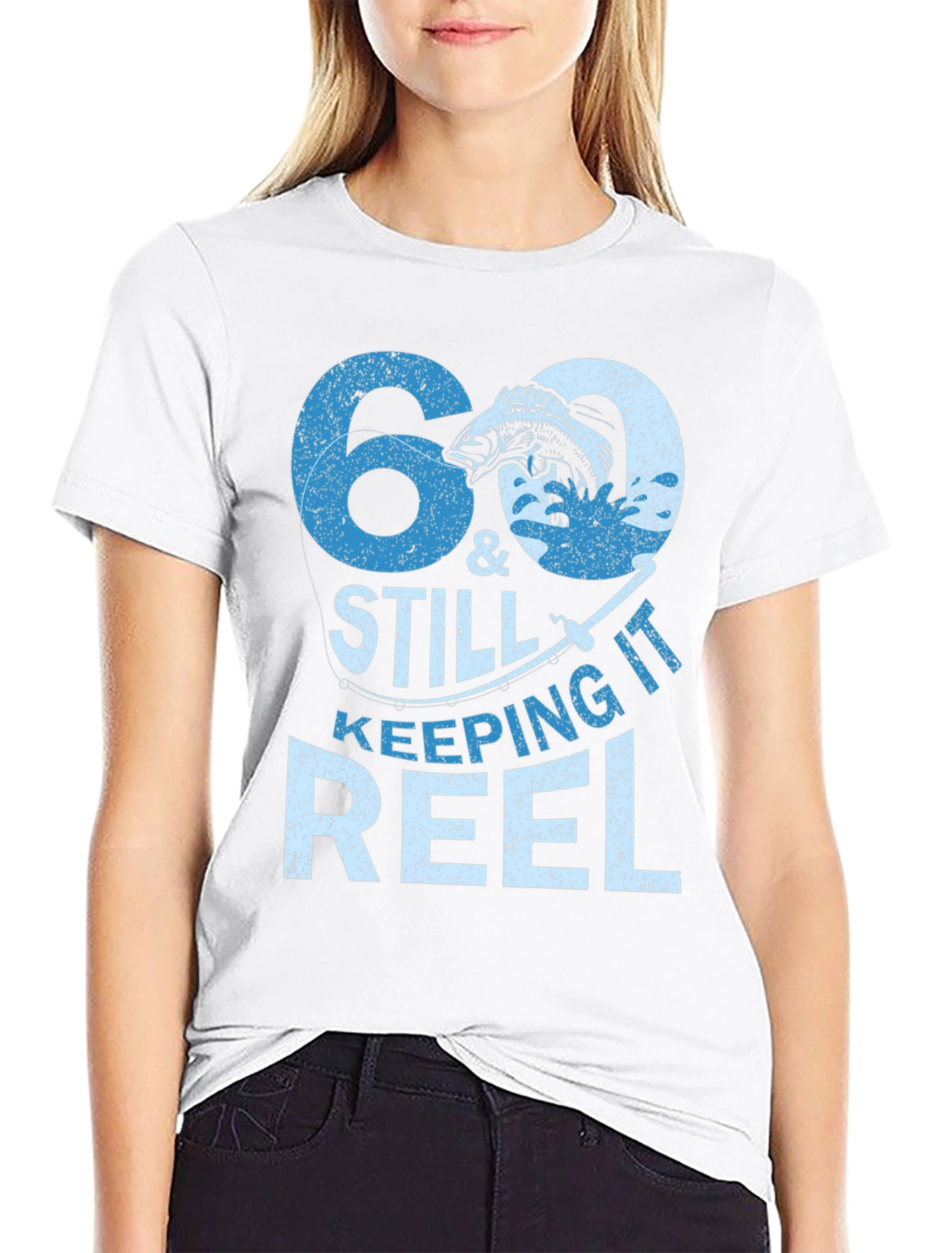 Black 60 & Still Keeping It Reel Fishing T-Shirt view 9