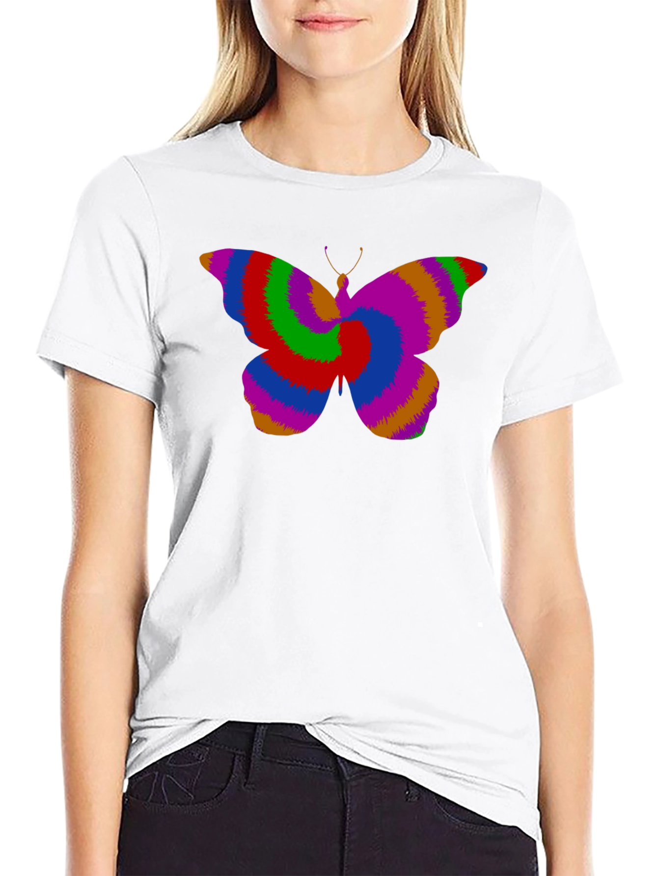 Black Psychedelic Butterfly Graphic Tee view 9