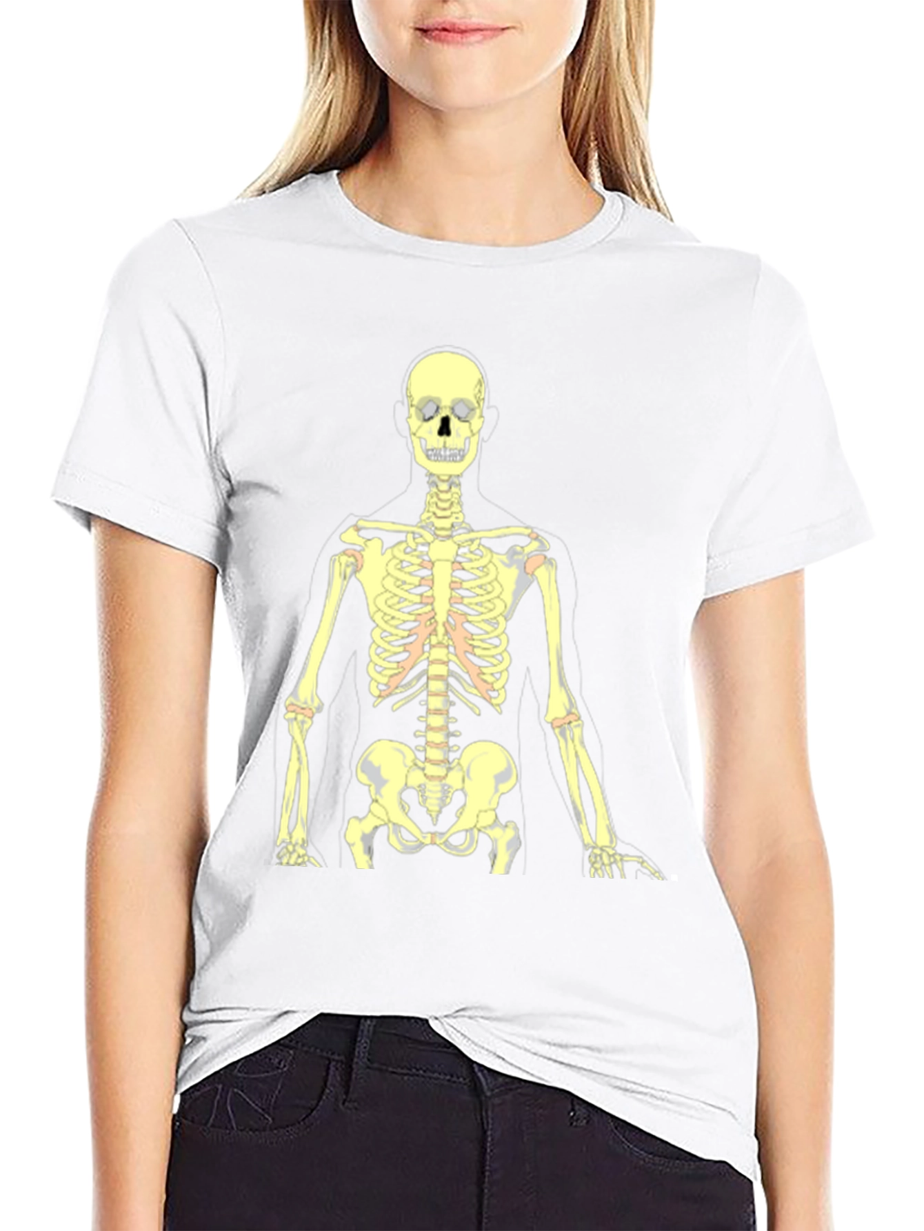 Black Skeleton Graphic Tee - Black Cotton Halloween Shirt view 9