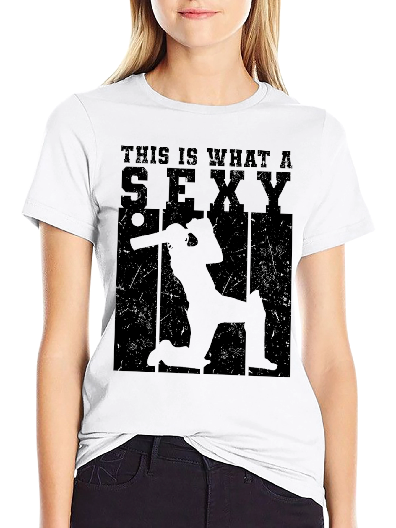 Black Sexy Cricket Player Graphic T-Shirt view 9