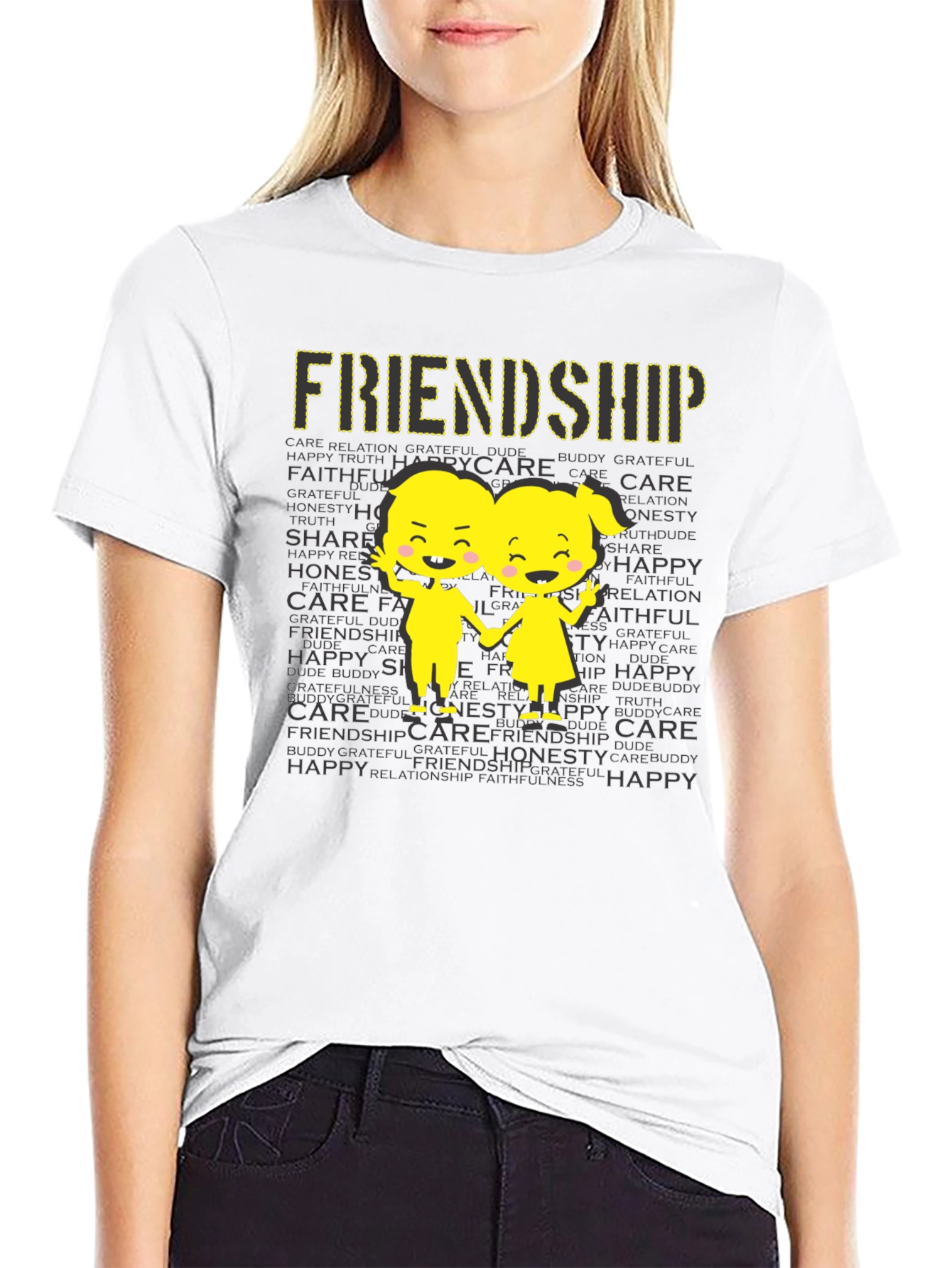 Black Friendship Graphic Print T-Shirt view 9