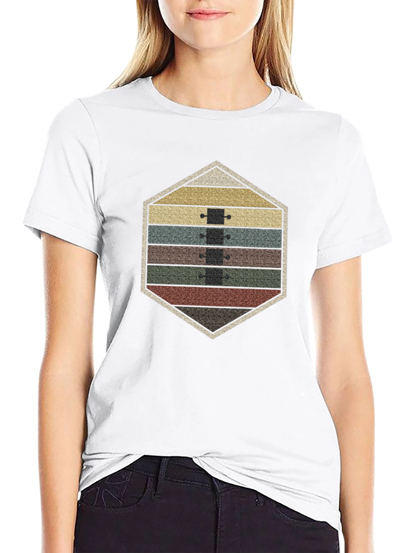 Black Retro Skateboard Stack T-Shirt view 9