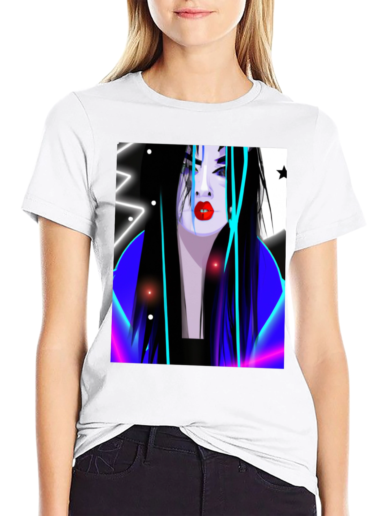 Black Neon Geisha Graphic T-Shirt - Stylish Urban Wear view 9