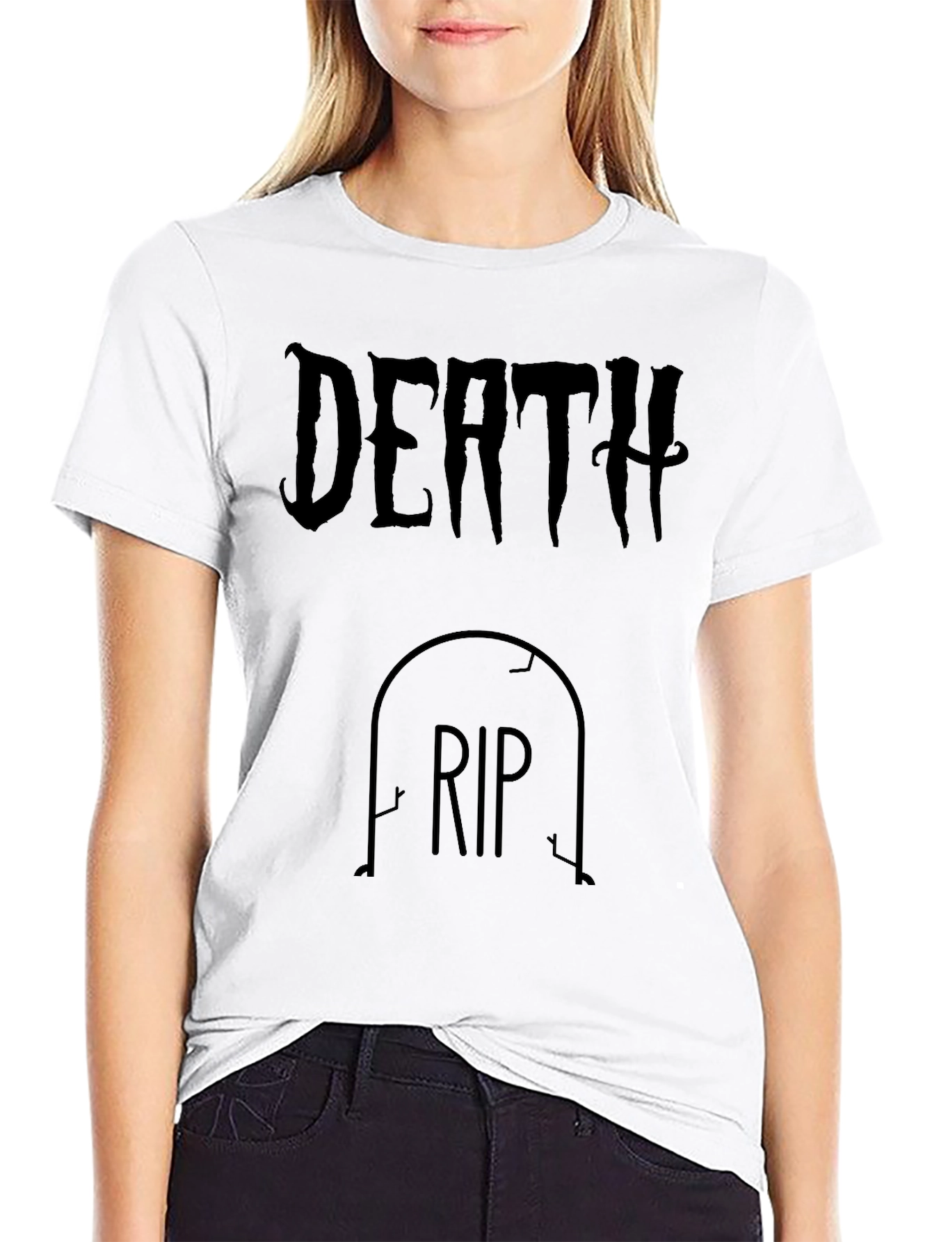 Black Death RIP Tombstone Graphic Tee view 9