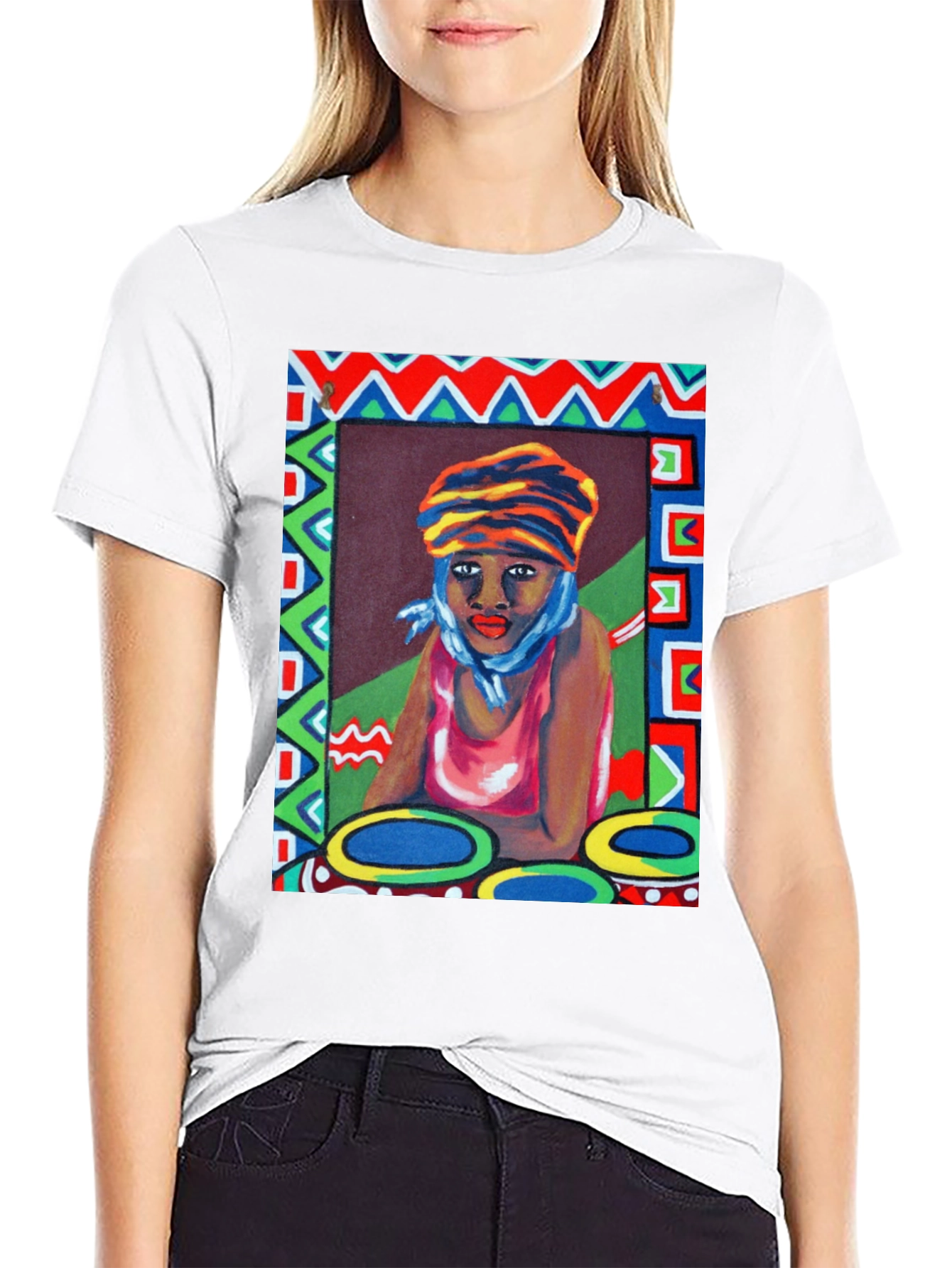 Black Artistic Woman Portrait Graphic T-Shirt view 9