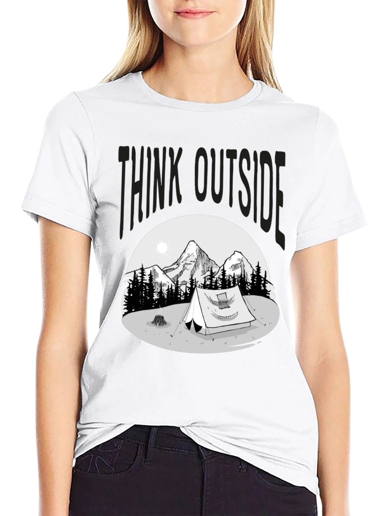 Black Think Outside Graphic T-Shirt view 9