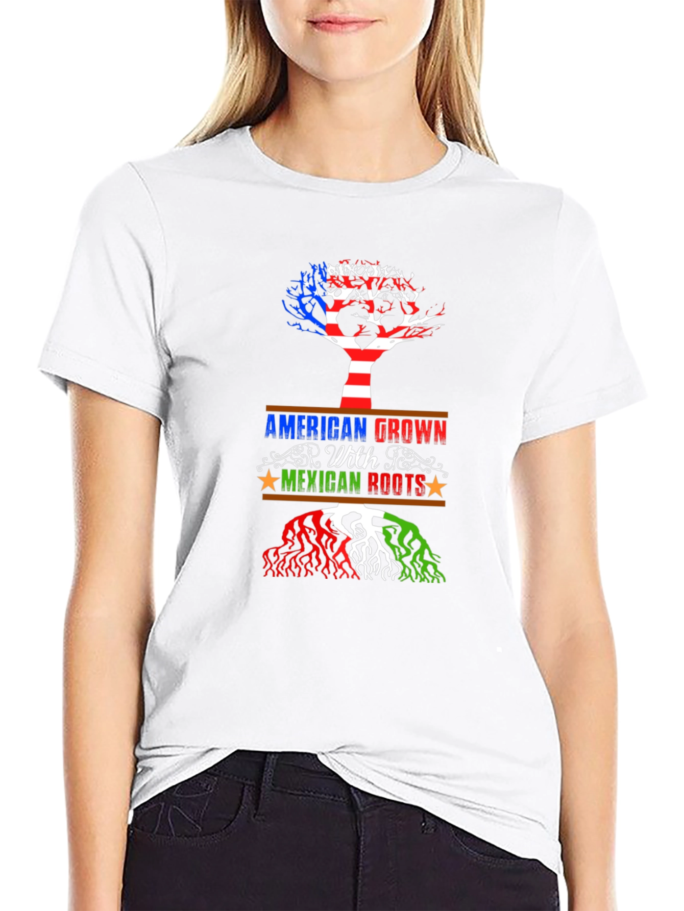 Black American Grown with Mexican Roots Graphic Tee view 9