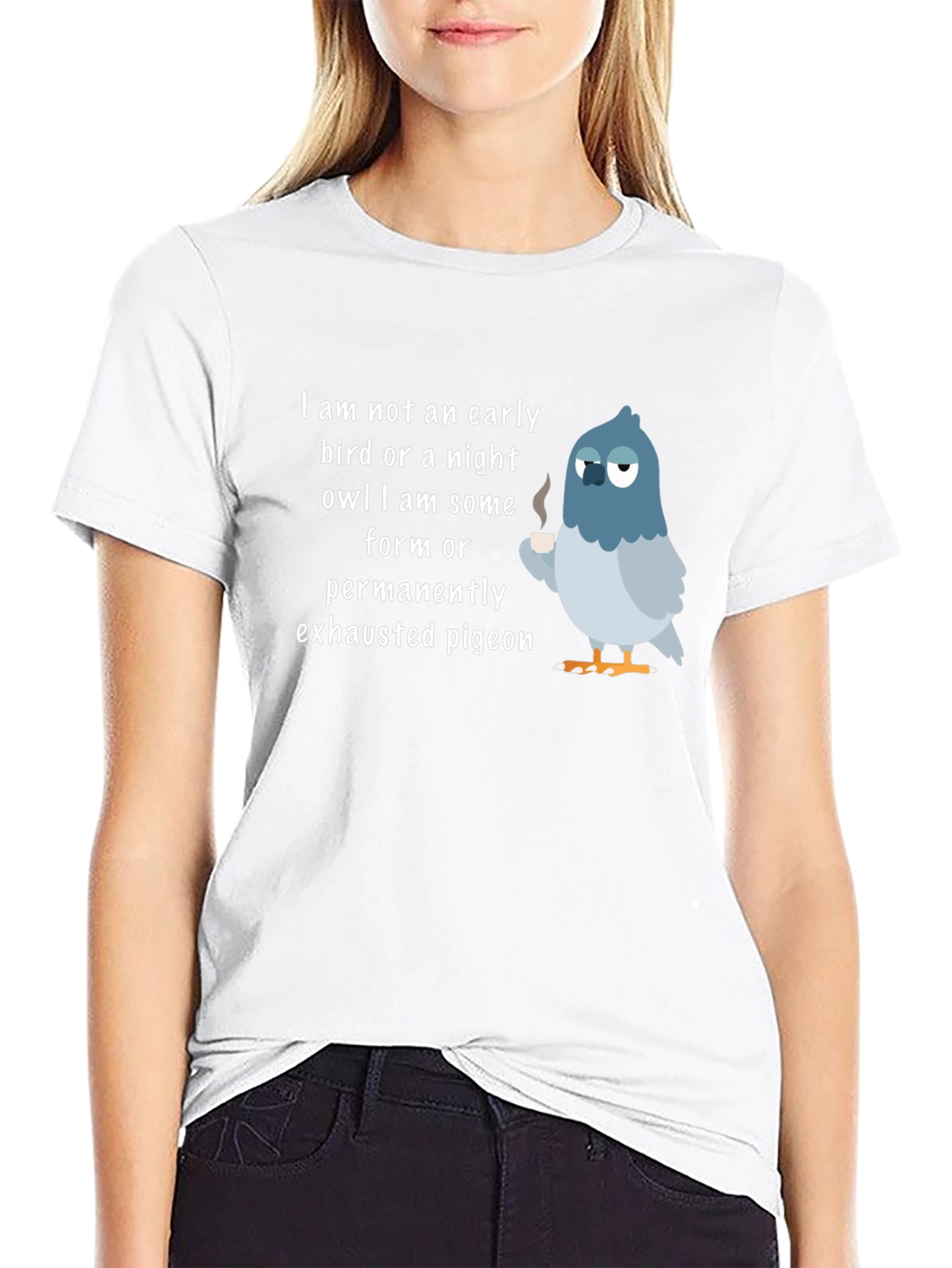 Black Exhausted Pigeon T-Shirt - Funny Bird Lover Tee view 9