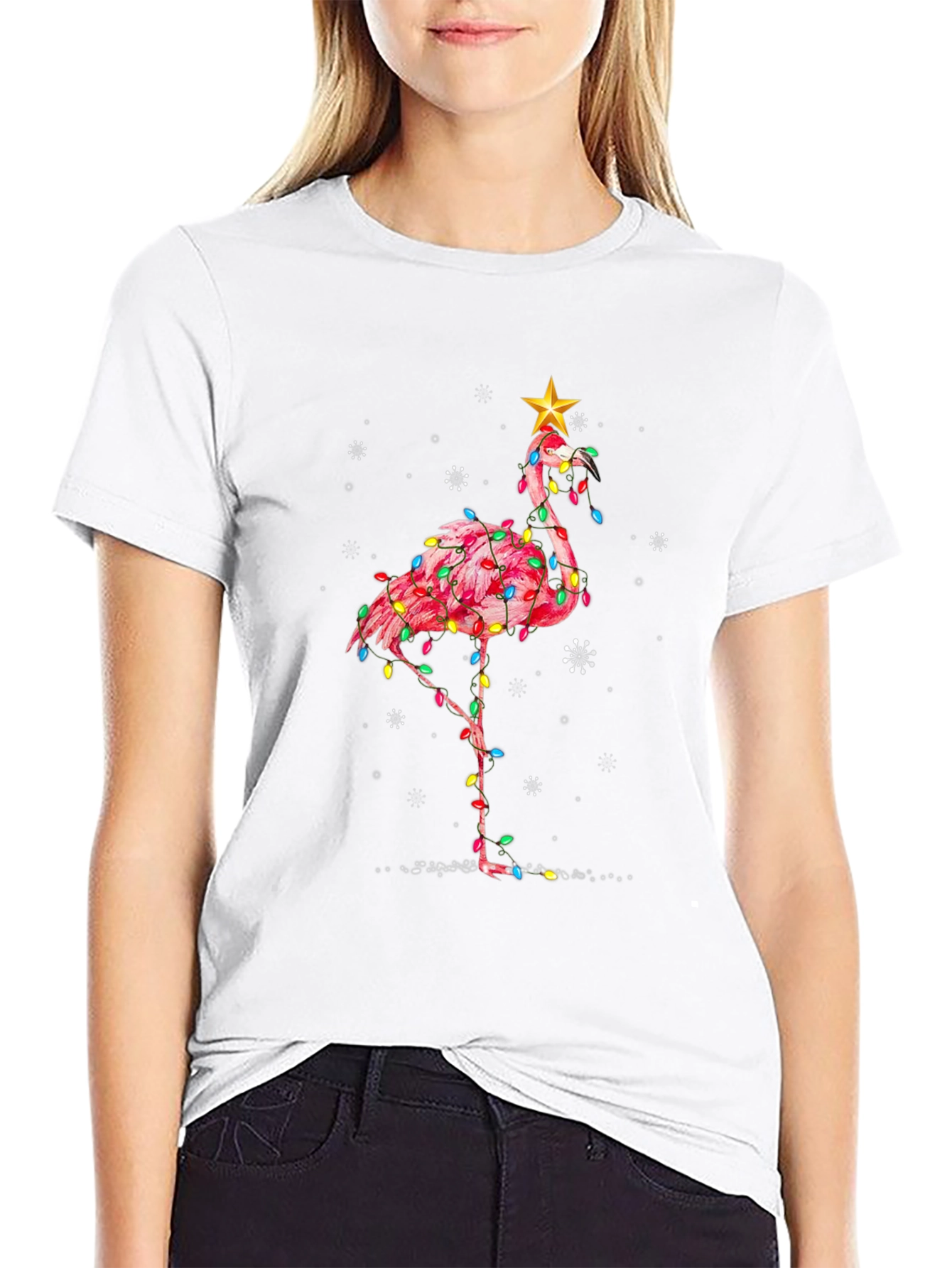 Black Festive Flamingo T-Shirt view 9