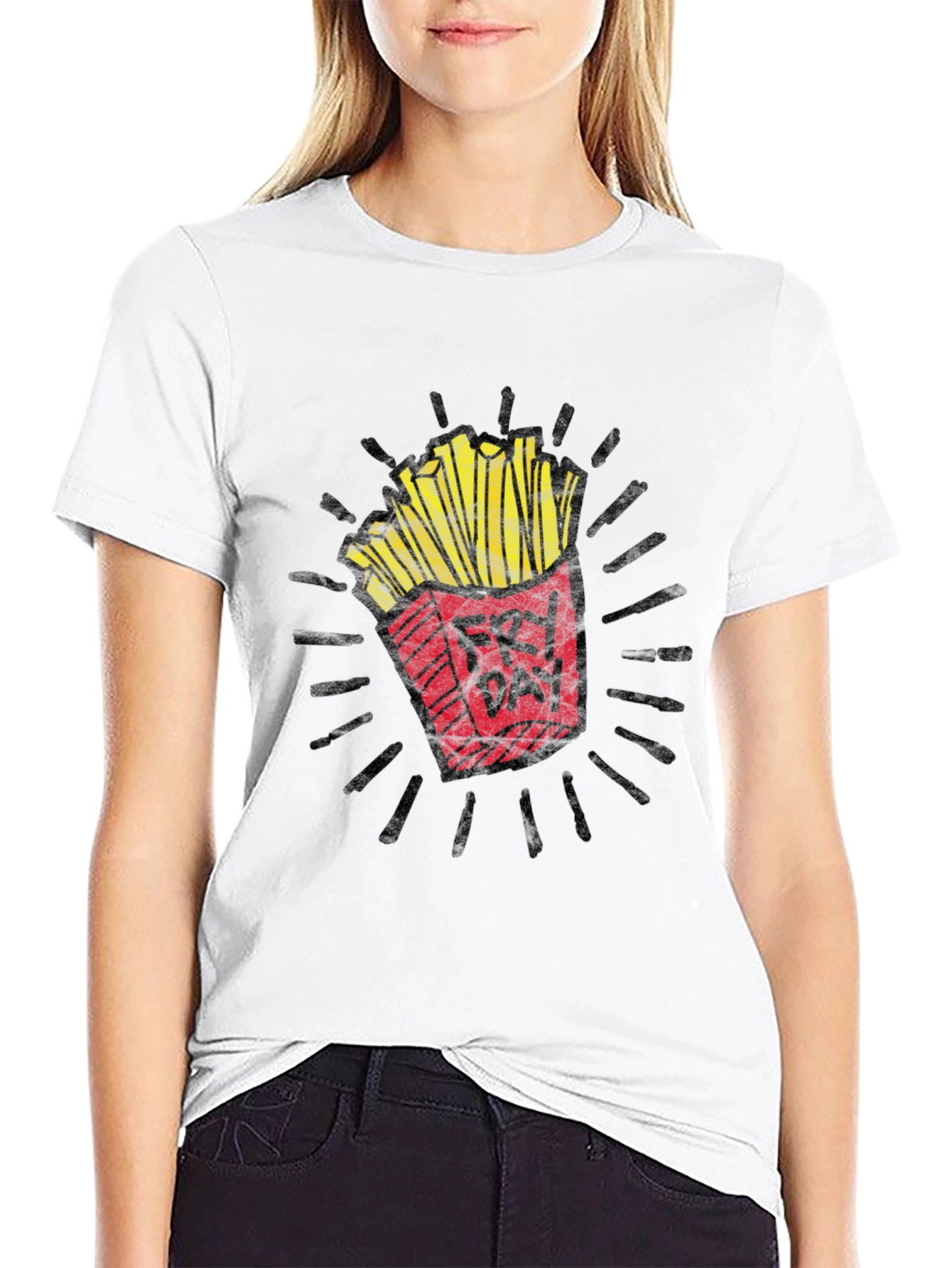 Black Fry Day Graphic T-Shirt - Unisex Crew Neck Tee view 9