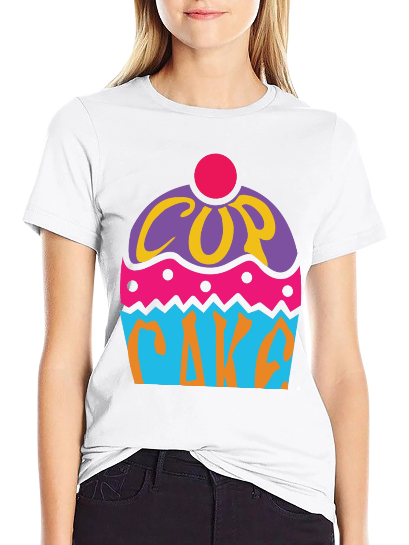 Black Fun Cupcake Graphic Tee - Black Cotton T-Shirt view 9
