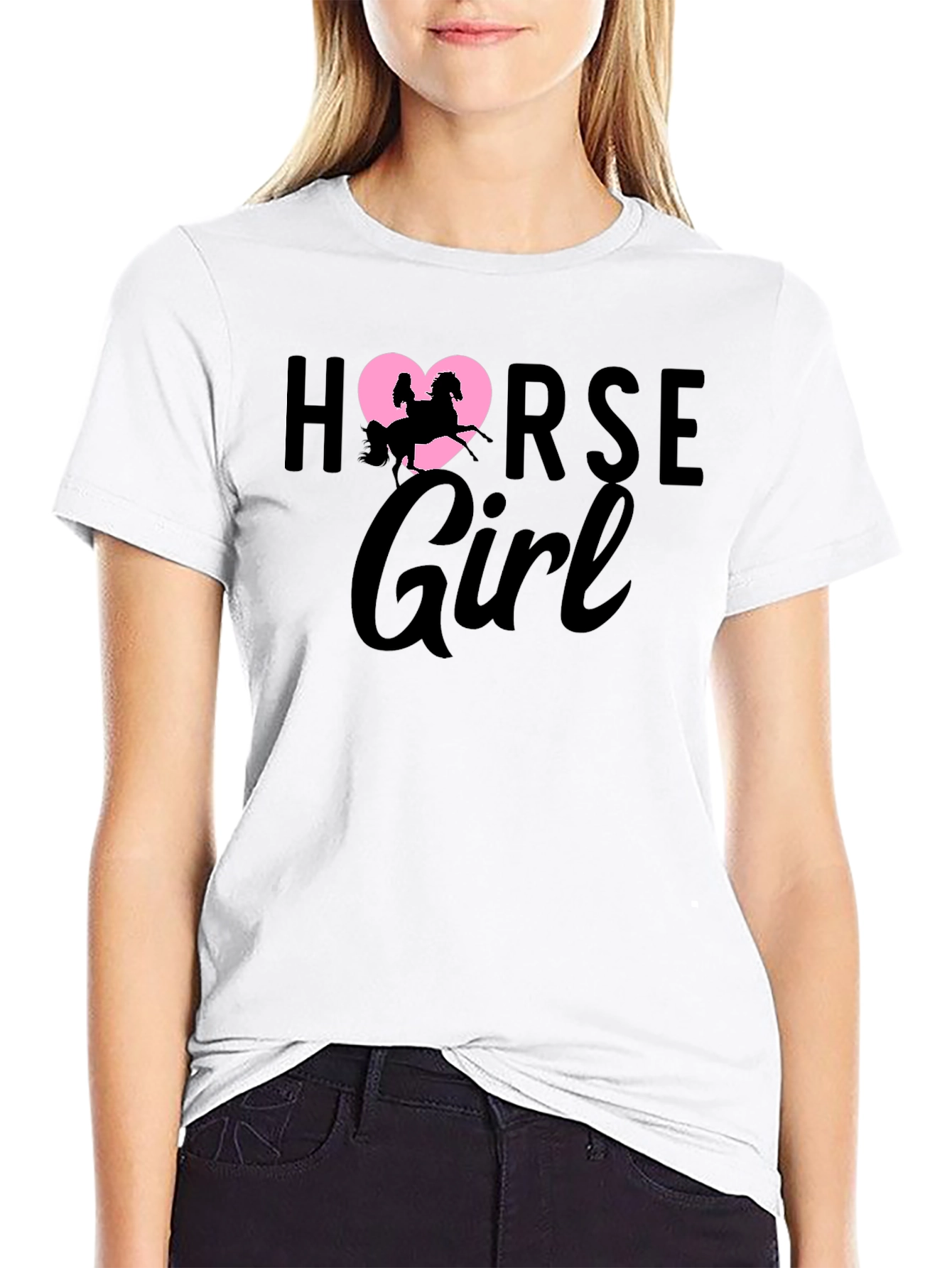 Black Horse Girl T-Shirt - Equestrian Rider Tee view 9