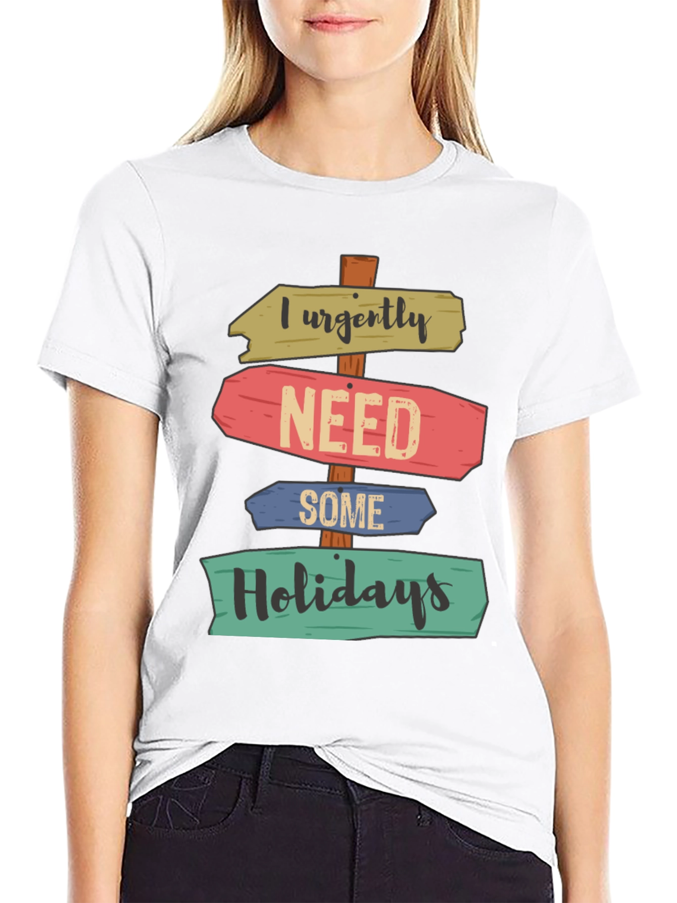 Black I Urgently Need Some Holidays T-Shirt view 9