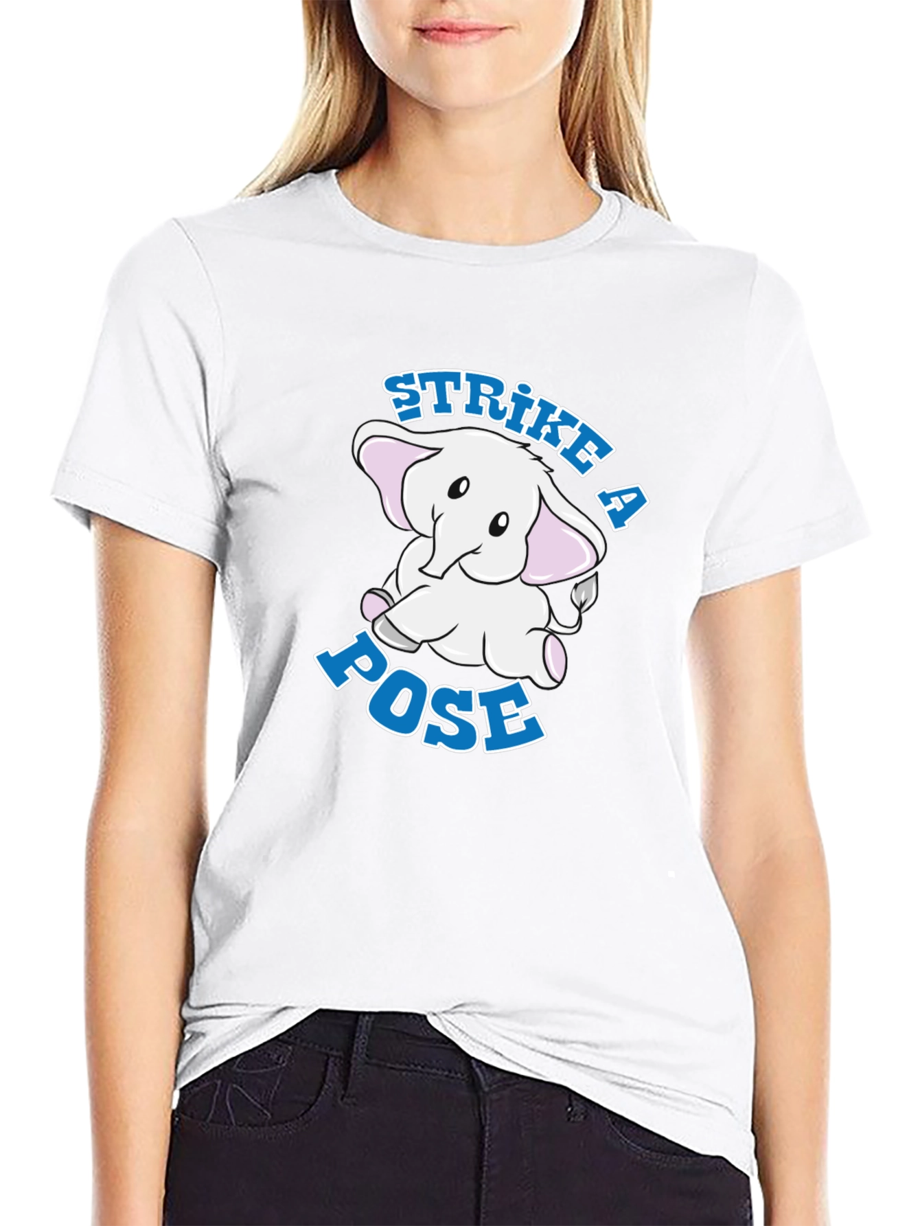 Black Strike a Pose Elephant Graphic Tee view 9