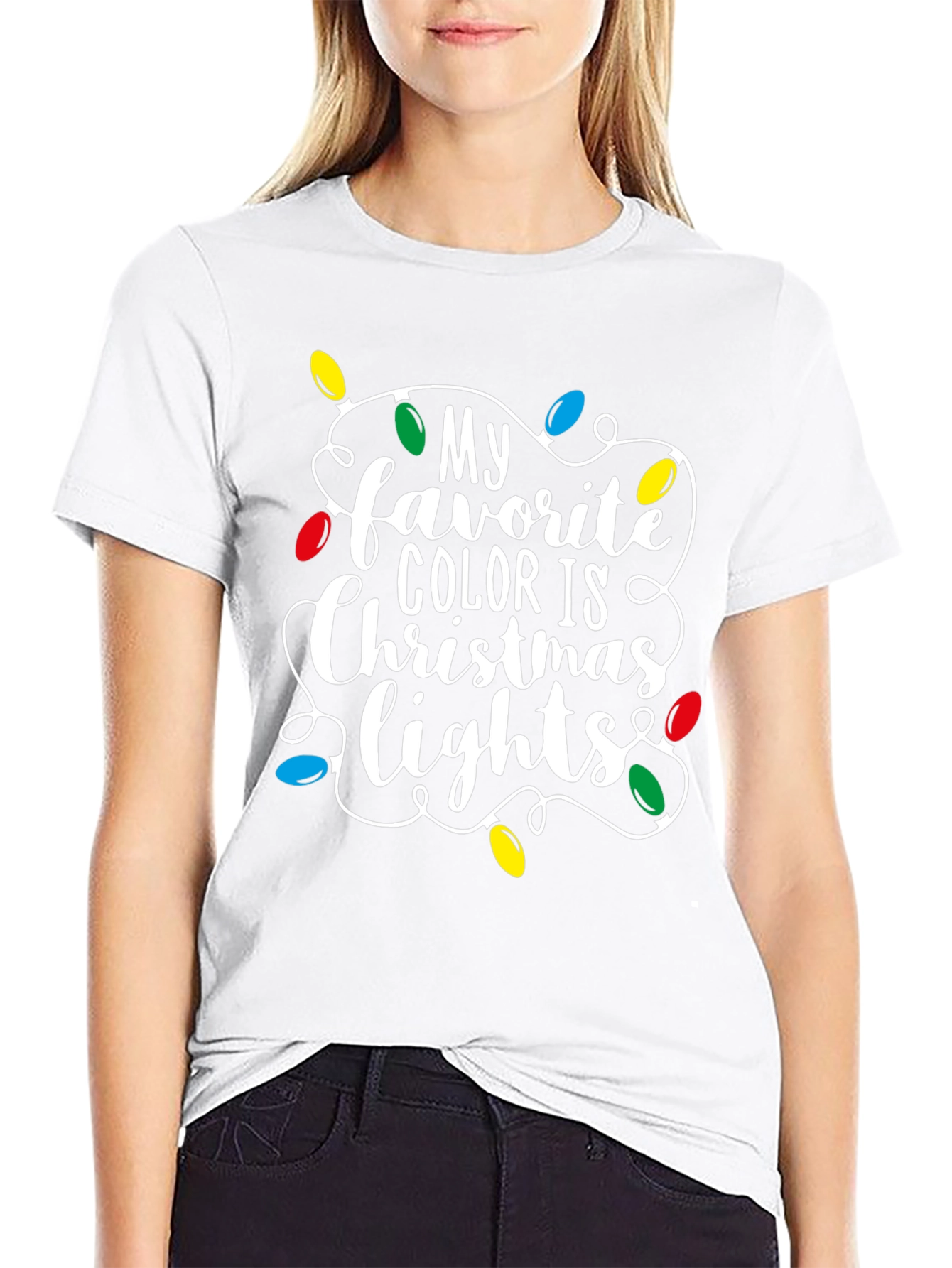 Black Christmas Lights Graphic Tee view 9