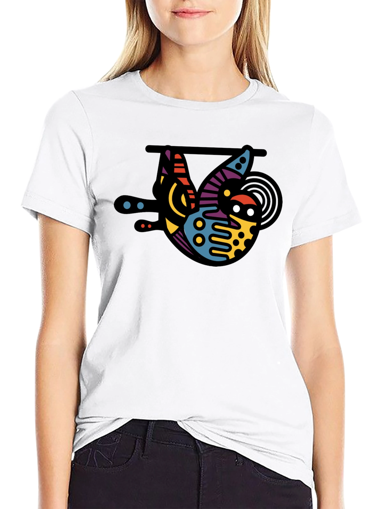 Black Abstract Sloth Graphic T-Shirt view 9