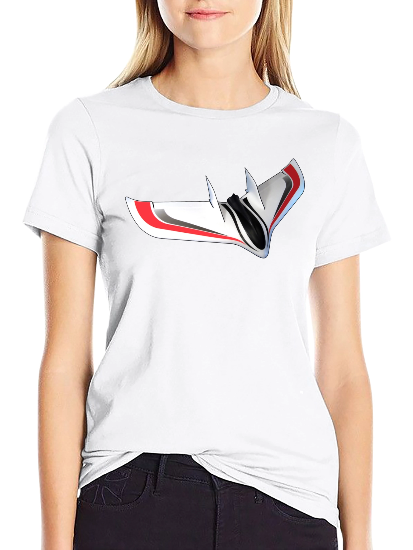 Black Futuristic Drone Graphic T-Shirt - Black view 9