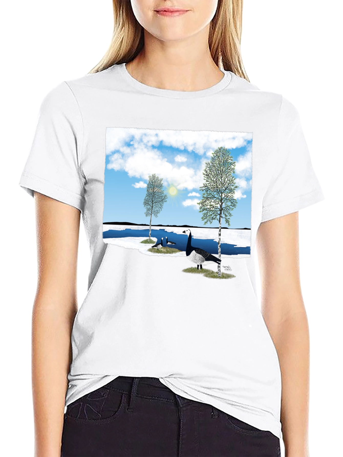 Black Goose Lake T-Shirt - Nature Graphic Tee view 9