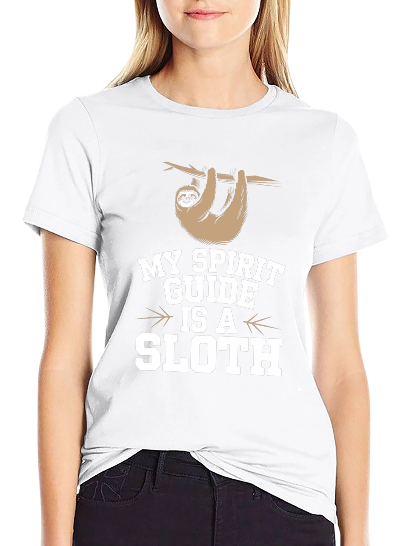 Black My Spirit Guide Is A Sloth Graphic Tee view 9