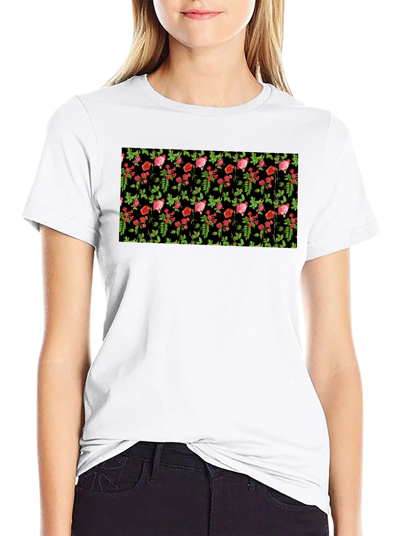 Black Floral Black T-Shirt view 9