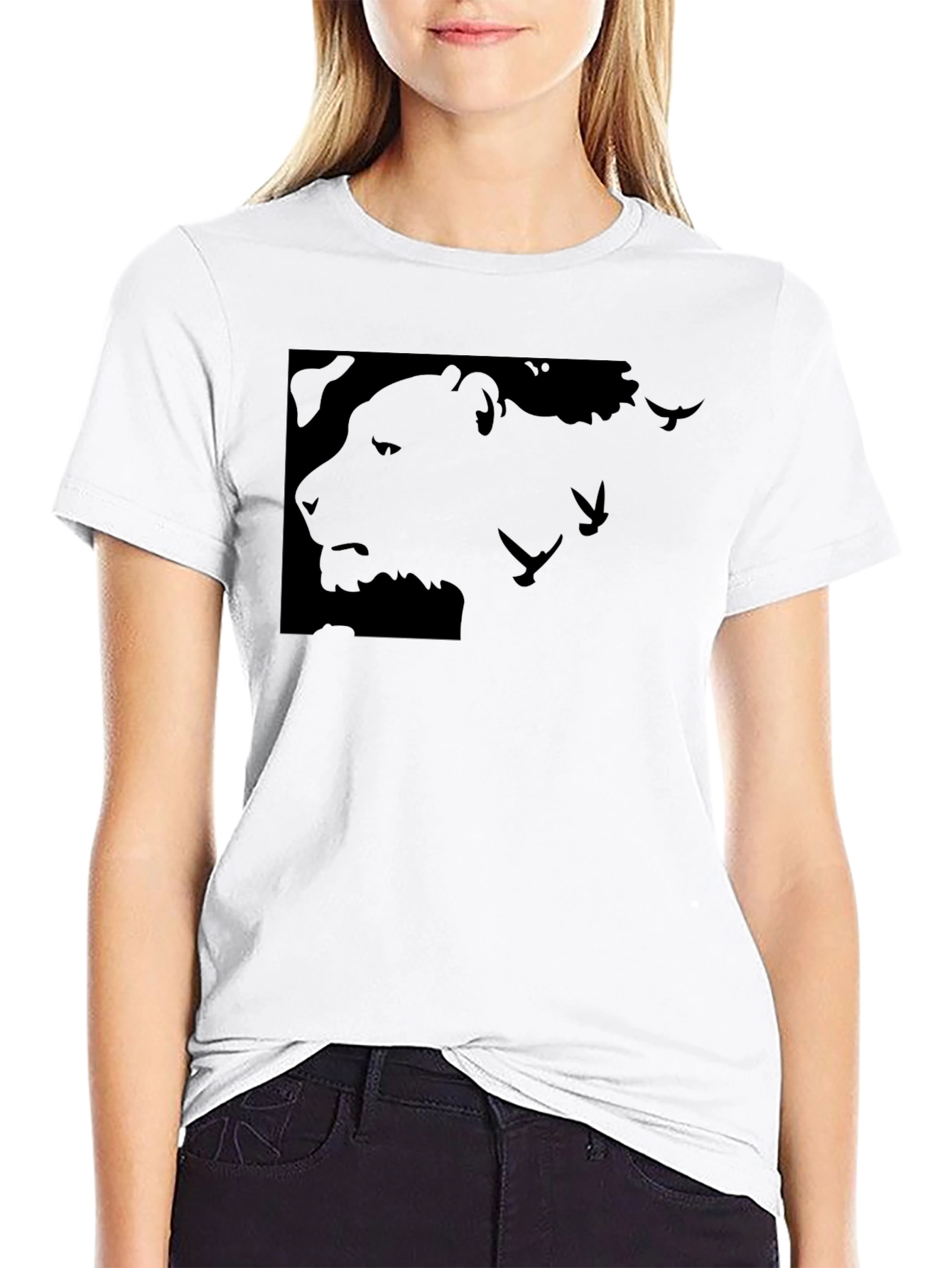 Black Lion Silhouette Graphic T-Shirt view 9