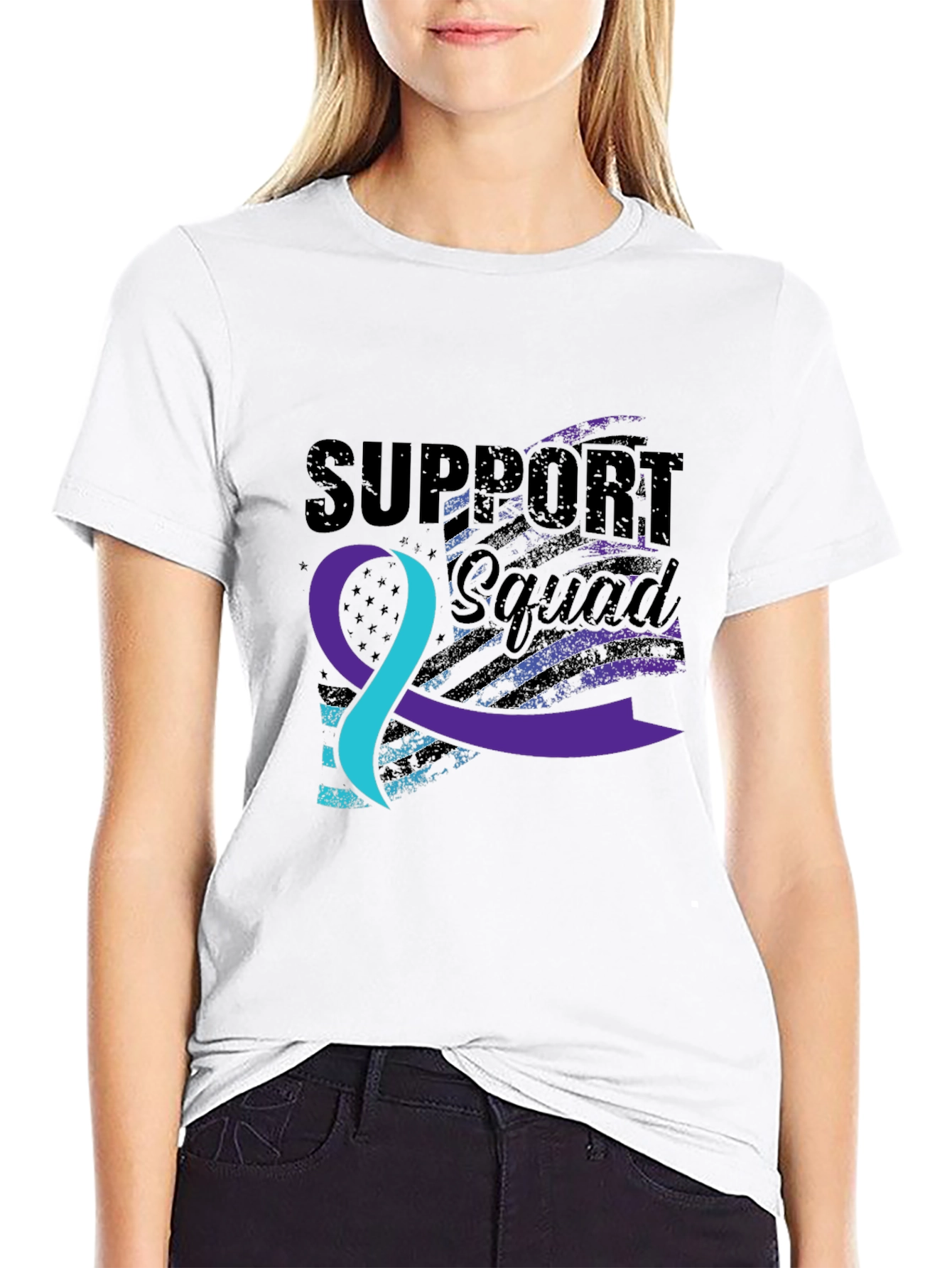 Black Support Squad Awareness T-Shirt view 9