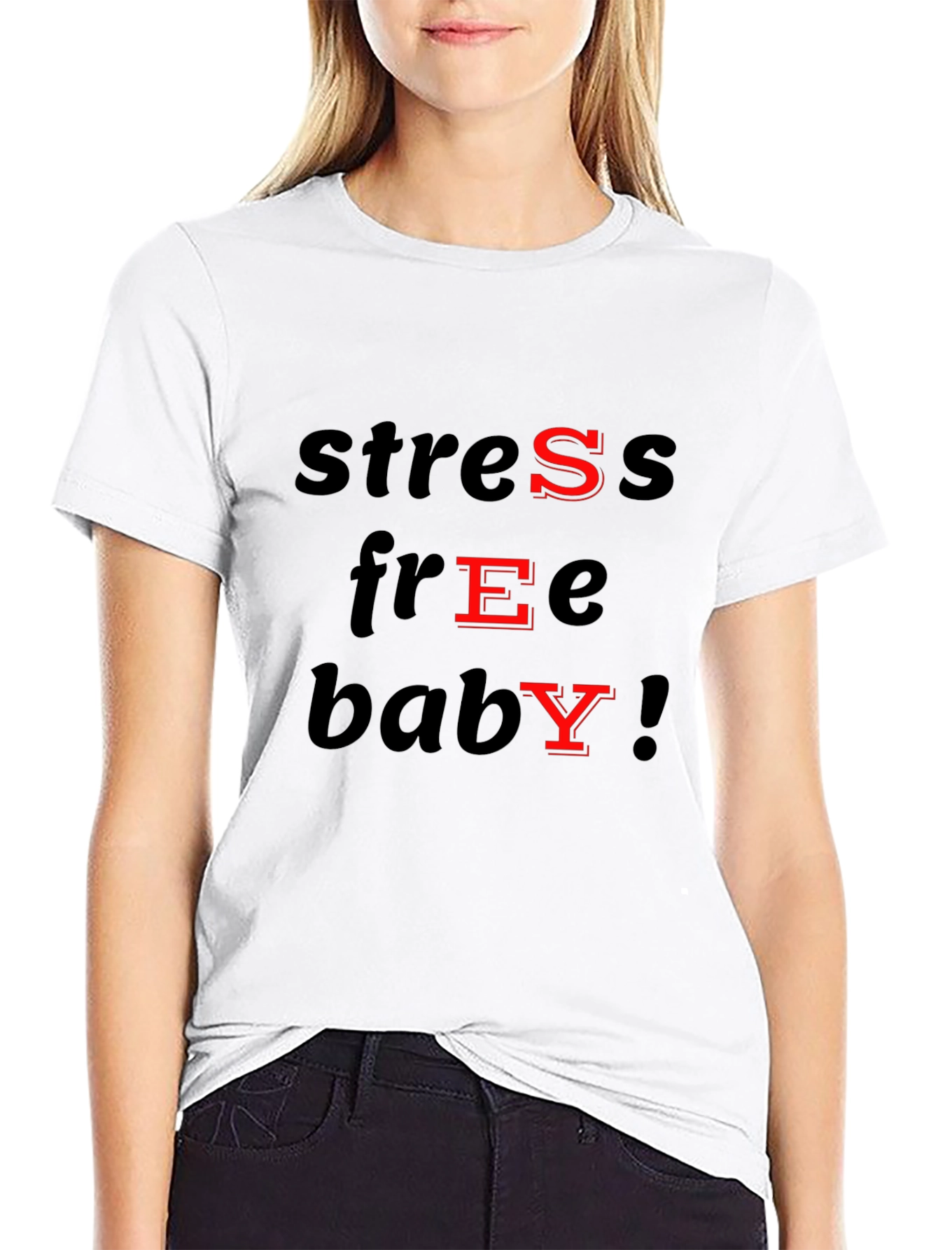 Black Stress Free Baby T-Shirt - Black Cotton Blend view 9
