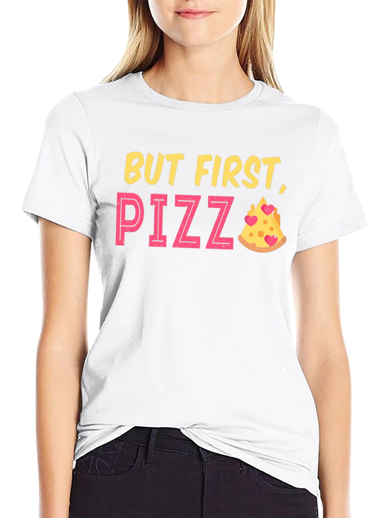 Black But First Pizza Funny Graphic T-Shirt view 9