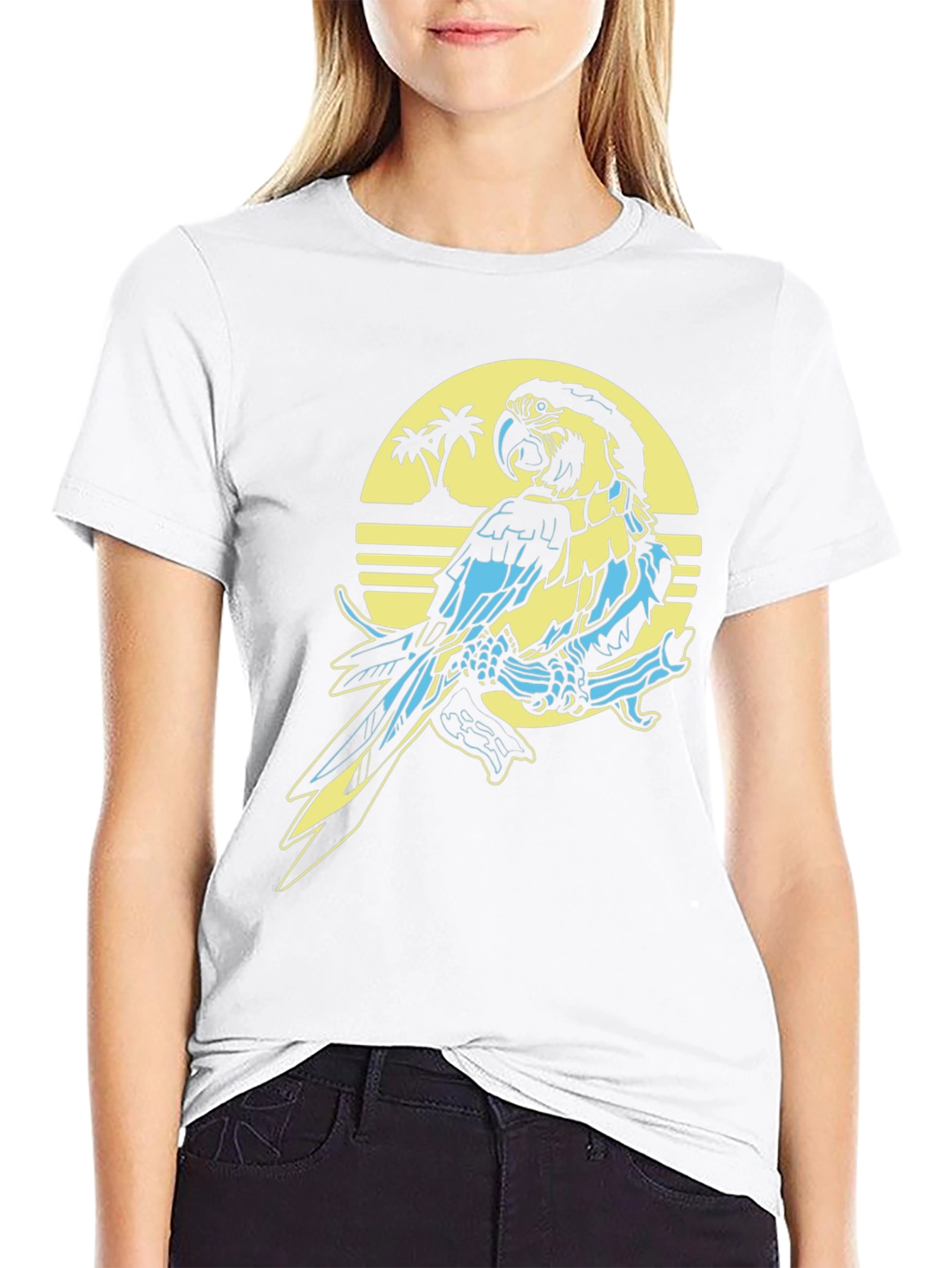 Black Tropical Parrot T-Shirt - Island Vibes view 9