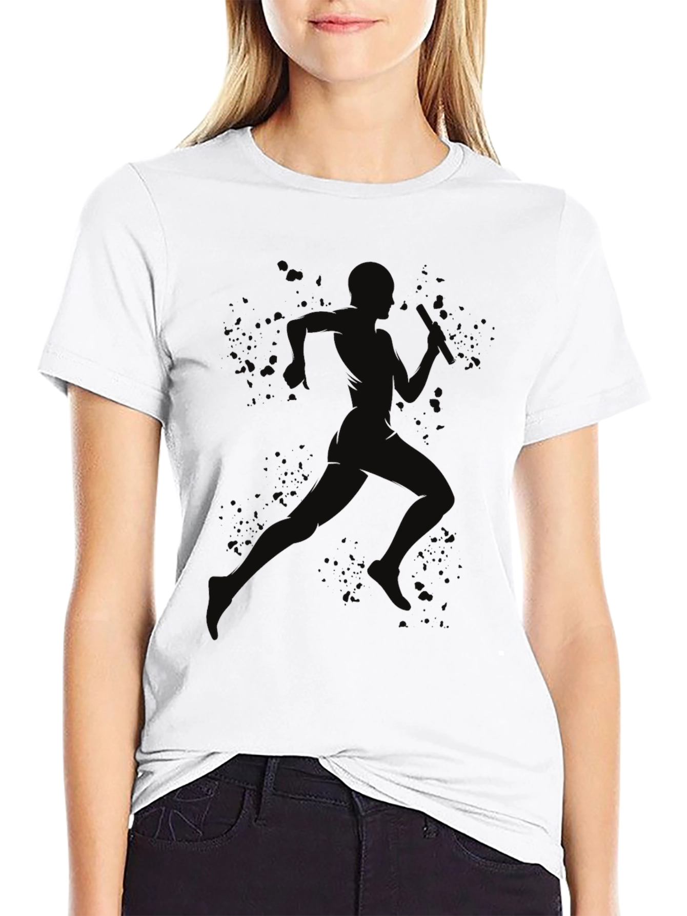 Black Men's Black Running Silhouette Graphic Tee view 9