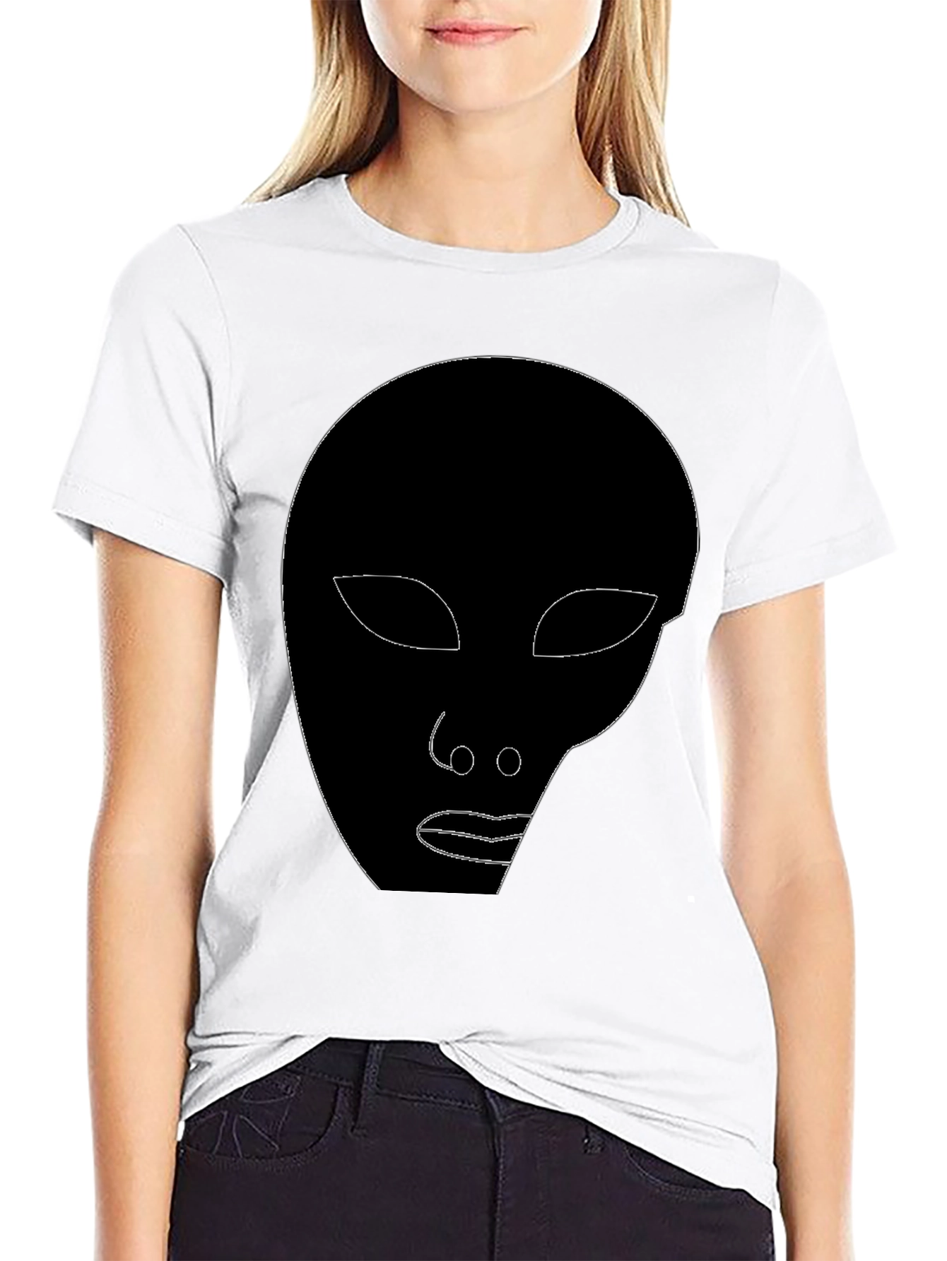 Black Abstract Face Graphic Tee - Stylish Black T-Shirt view 9