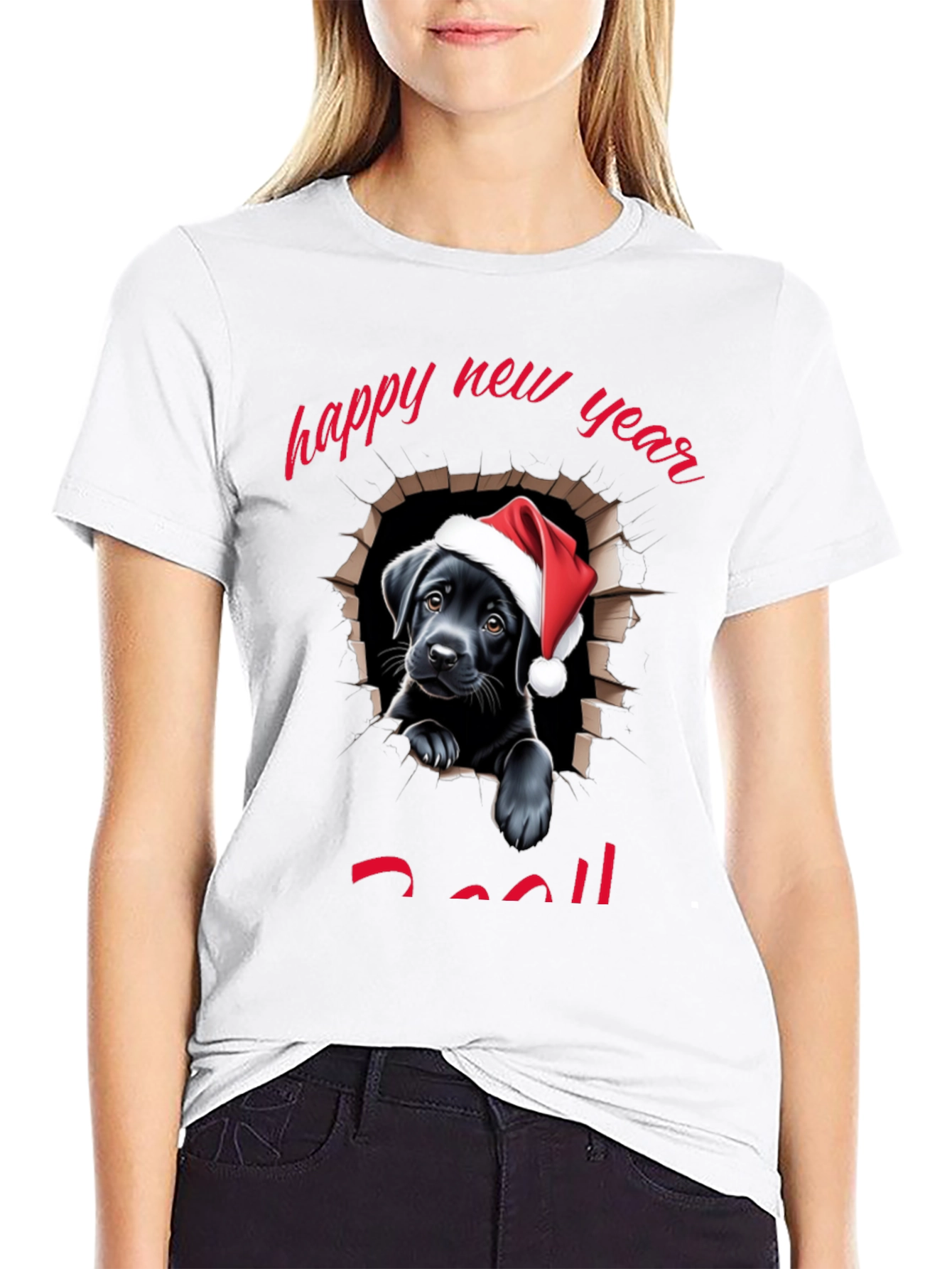 Black Happy New Year Dog T-Shirt view 9
