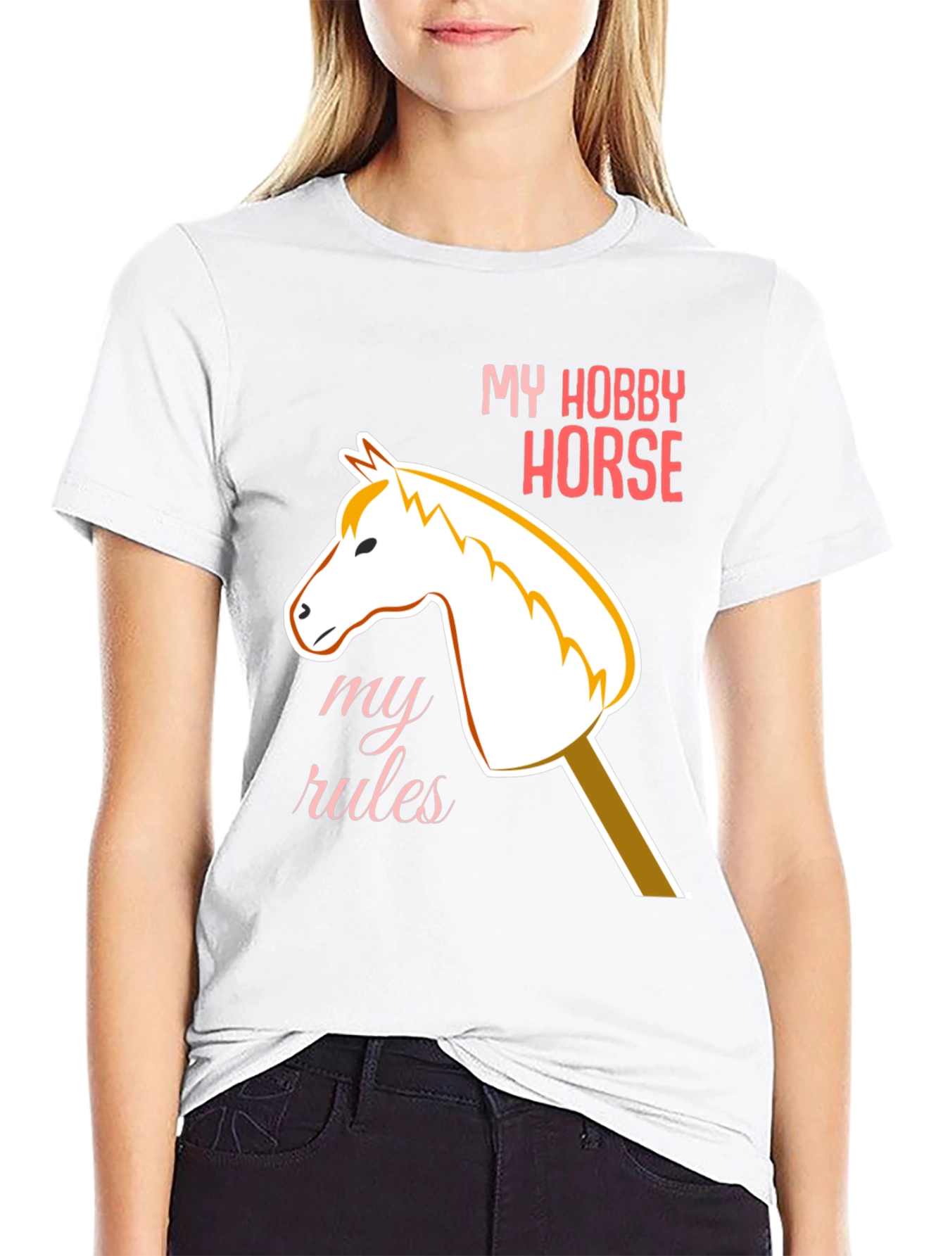 Black My Hobby Horse T-Shirt - Playful Equestrian Style view 9
