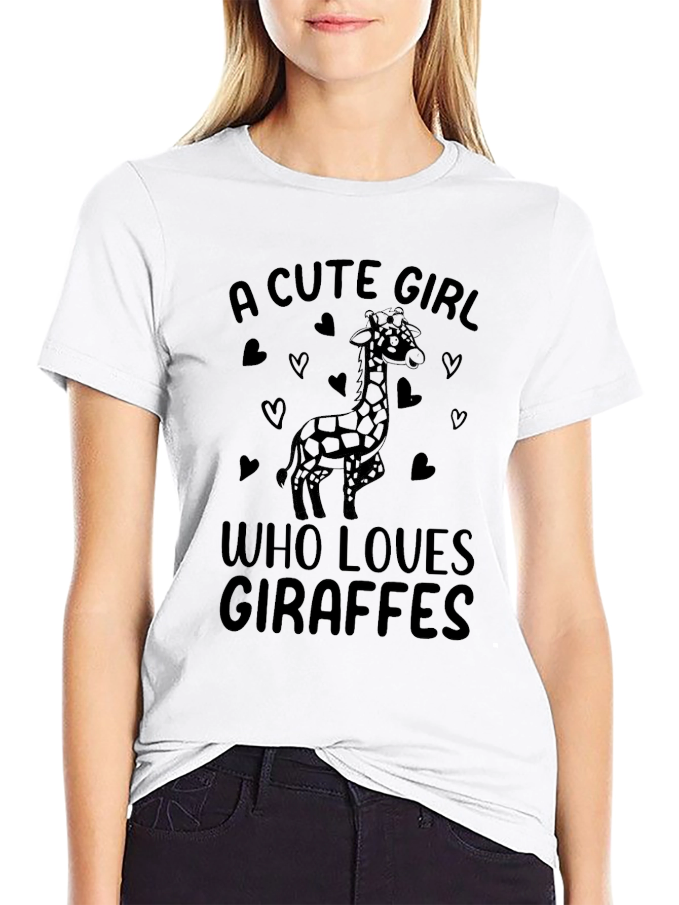 Giraffe Lover T-Shirt - Cute Girl Giraffe Hearts Tee - 9