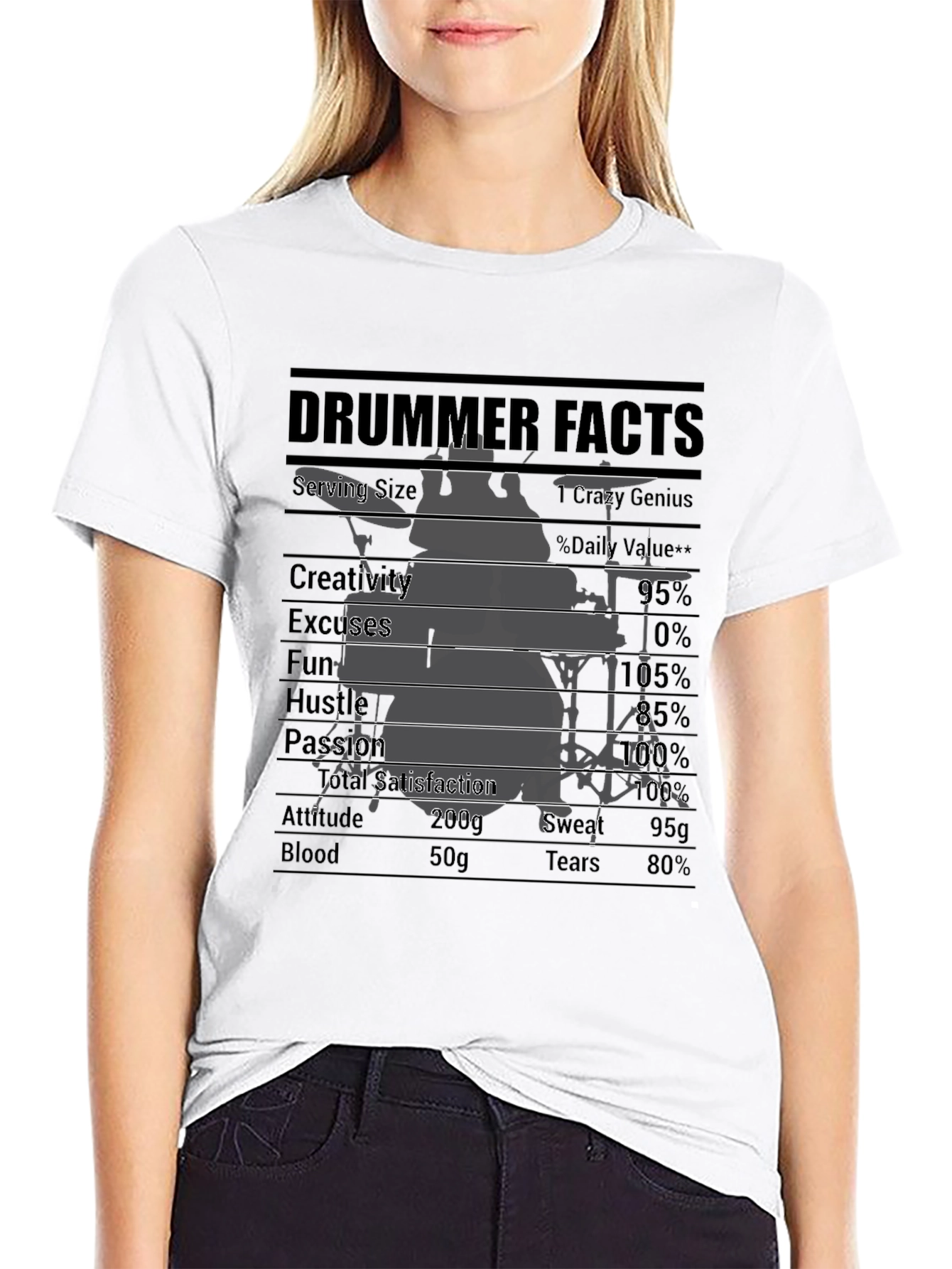 Black Drummer Facts T-Shirt: Crazy Genius Percussion Tee view 9