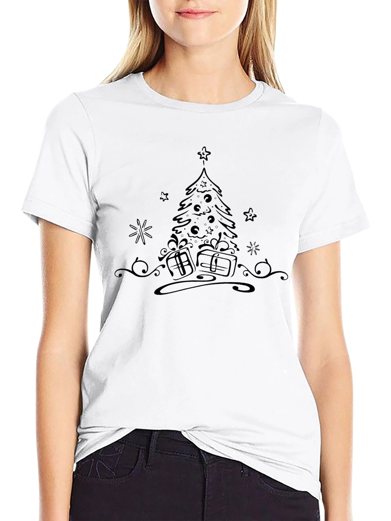 Festive Christmas Tree Graphic T-Shirt - 9