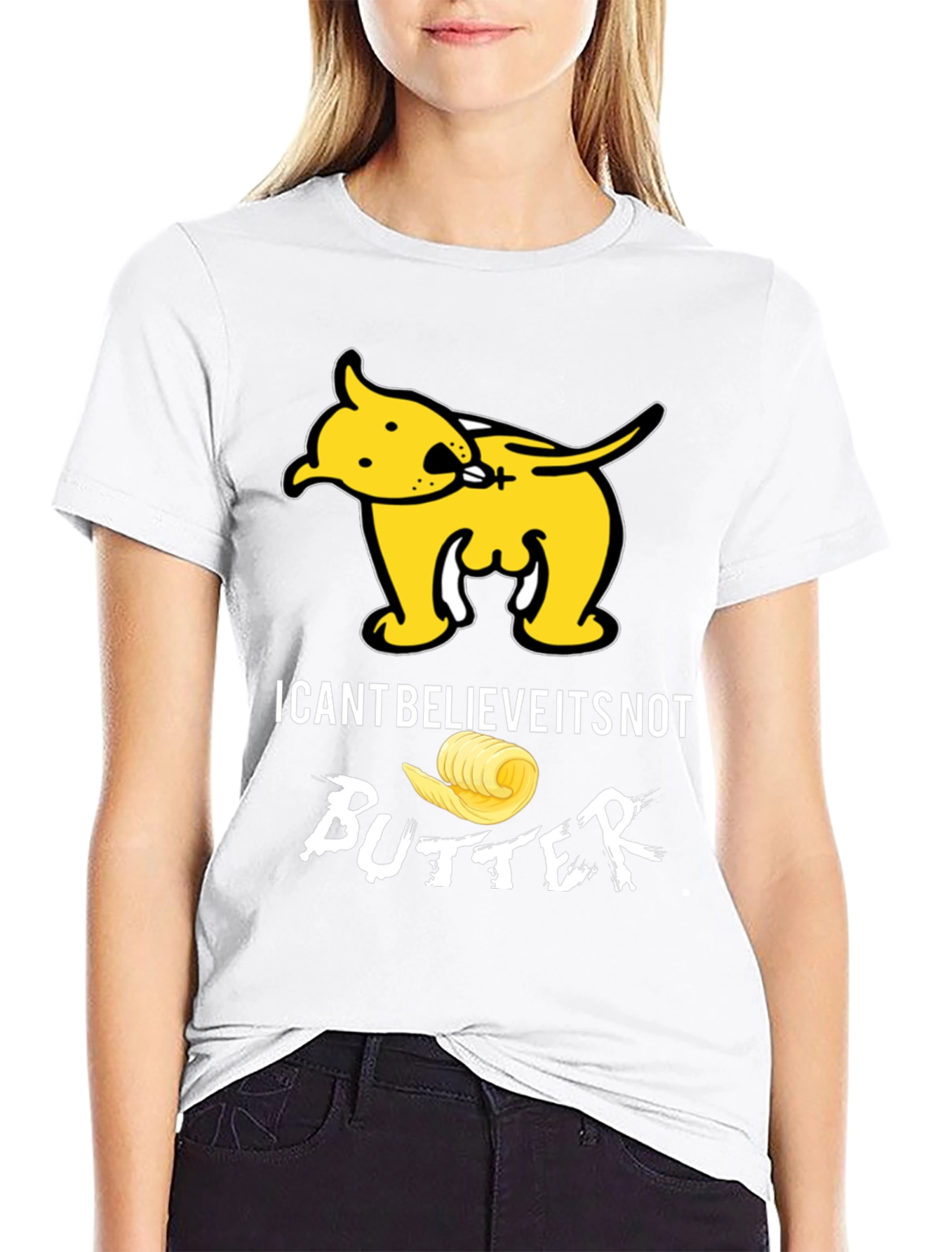 Black I Can't Believe It's Not Butter T-Shirt Funny Dog Tee view 9
