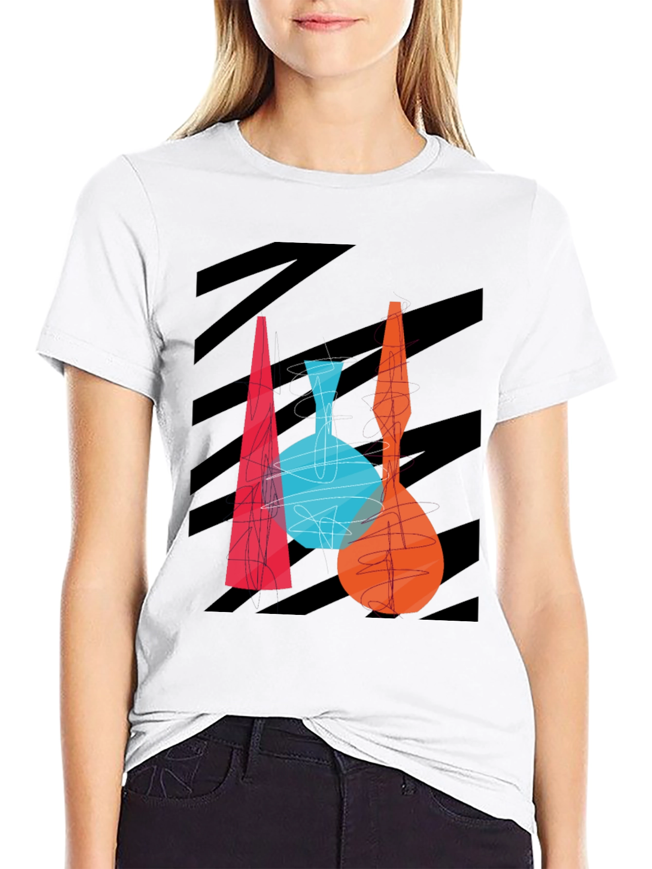 Abstract Vase Graphic Tee - Modern Art T-Shirt - 9