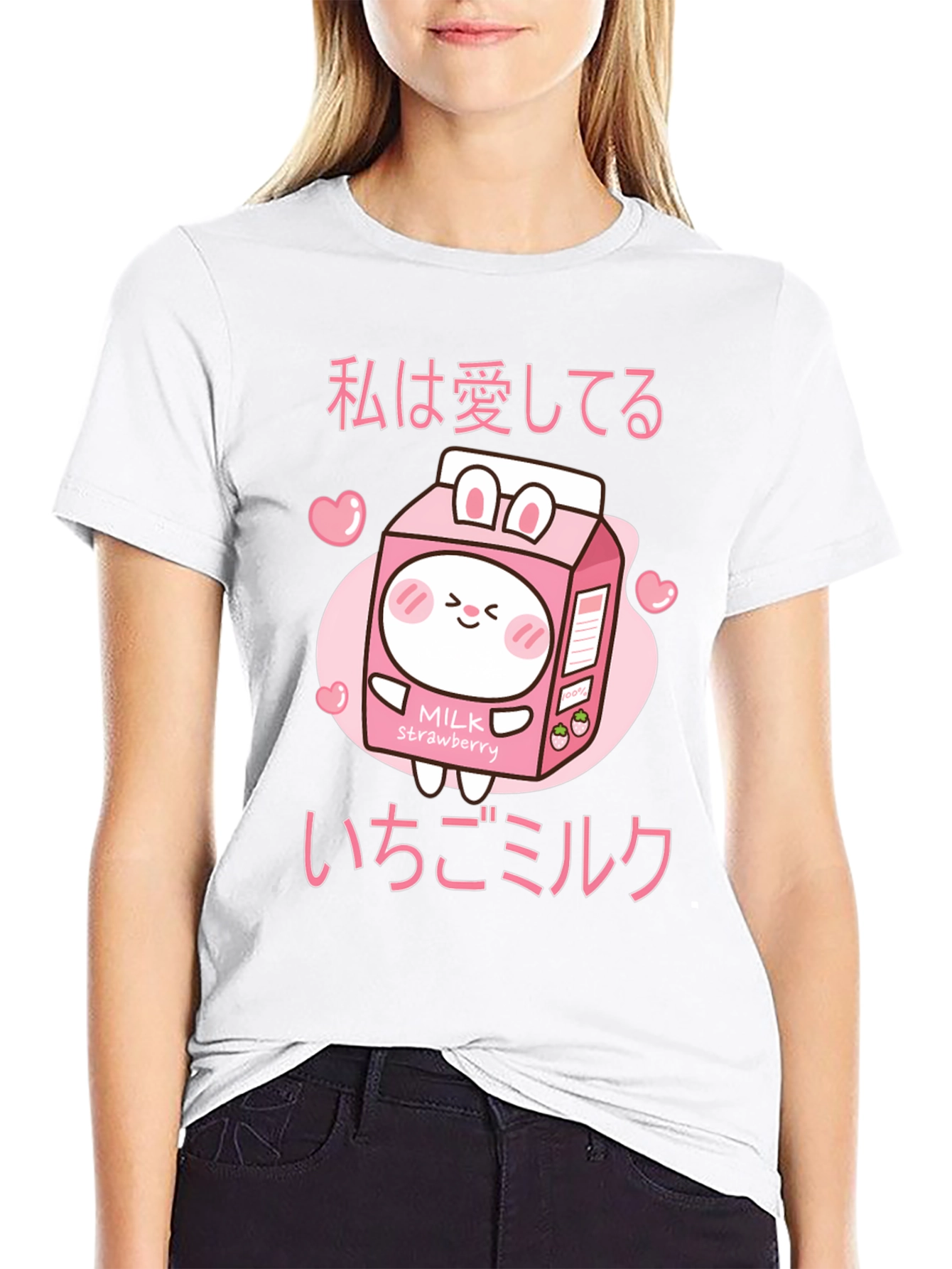 Black Kawaii Strawberry Milk T-Shirt Anime Style view 9