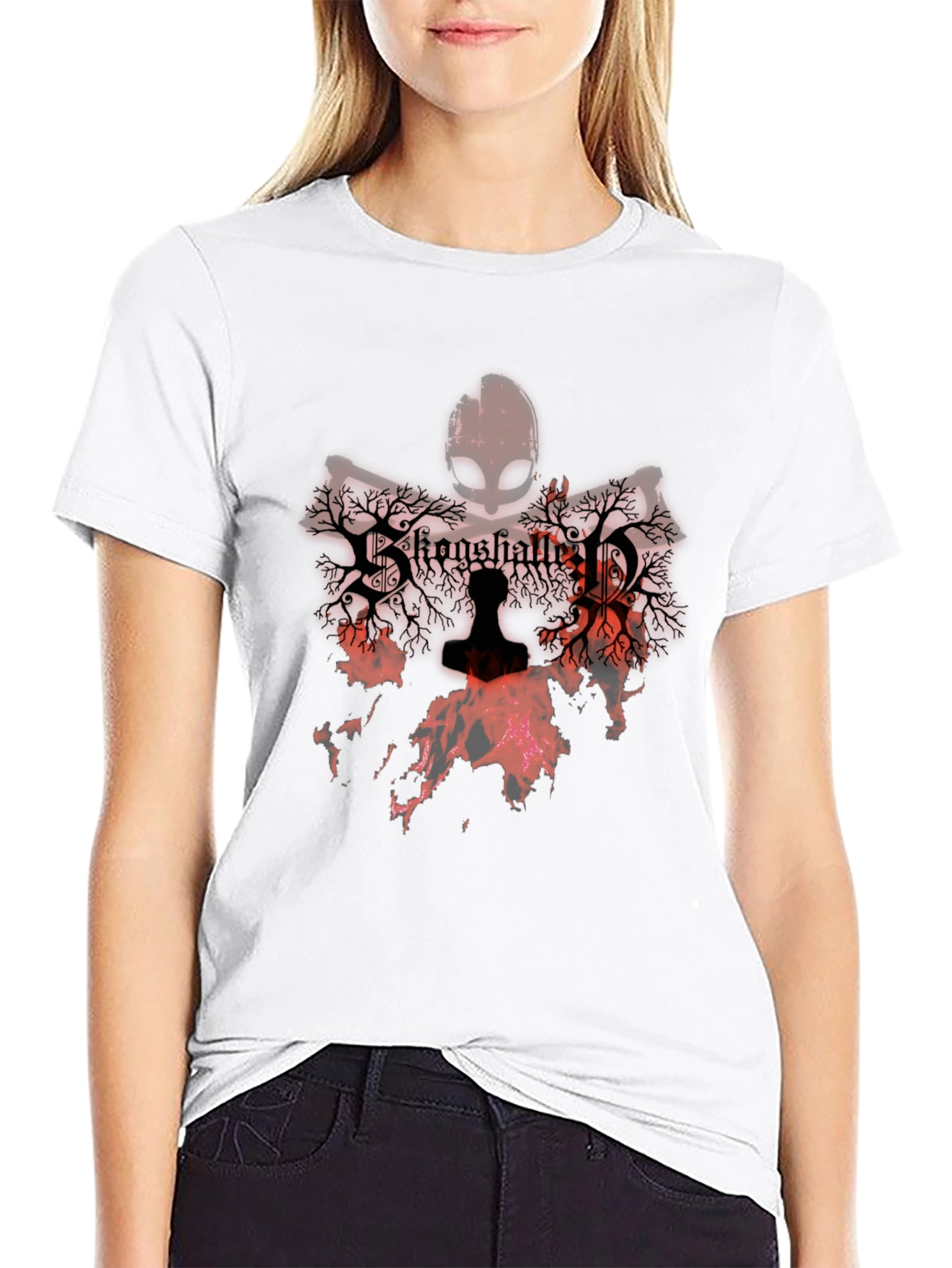 Black Shadowy Alien Graphic T-Shirt view 9