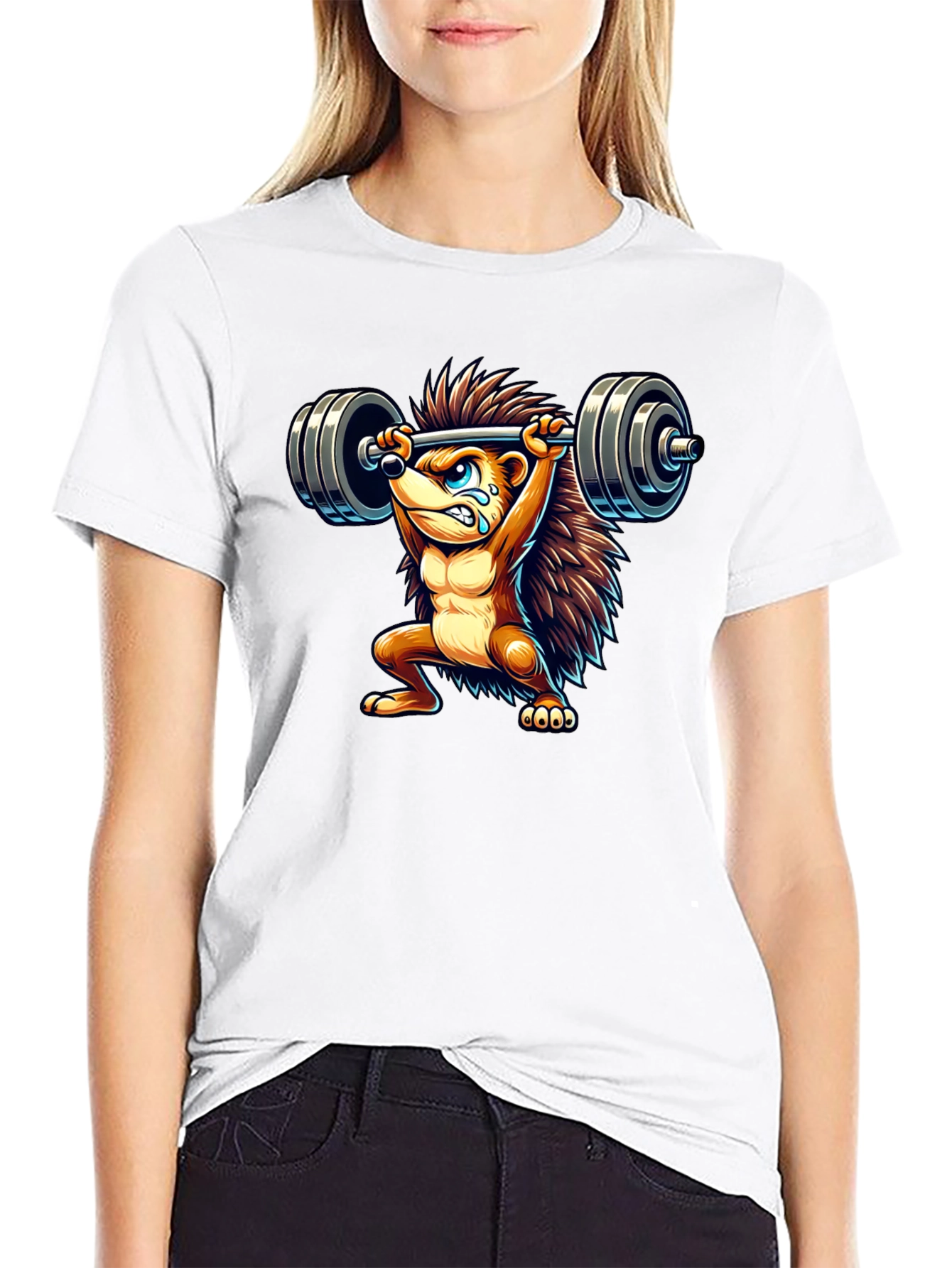Black Weightlifting Hedgehog Graphic Tee view 9