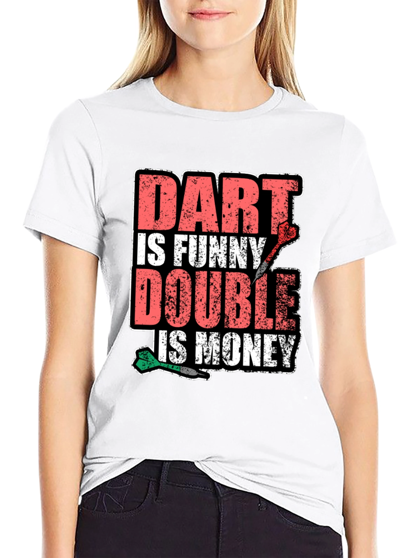 Black Funny Dart T-Shirt - Dart Is Funny, Double Is Money view 9