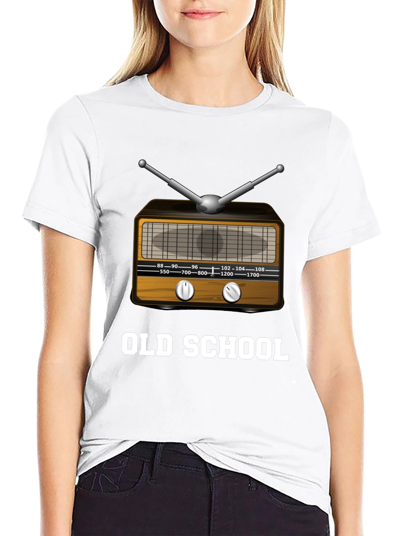 Black Old School Radio Graphic T-Shirt view 9