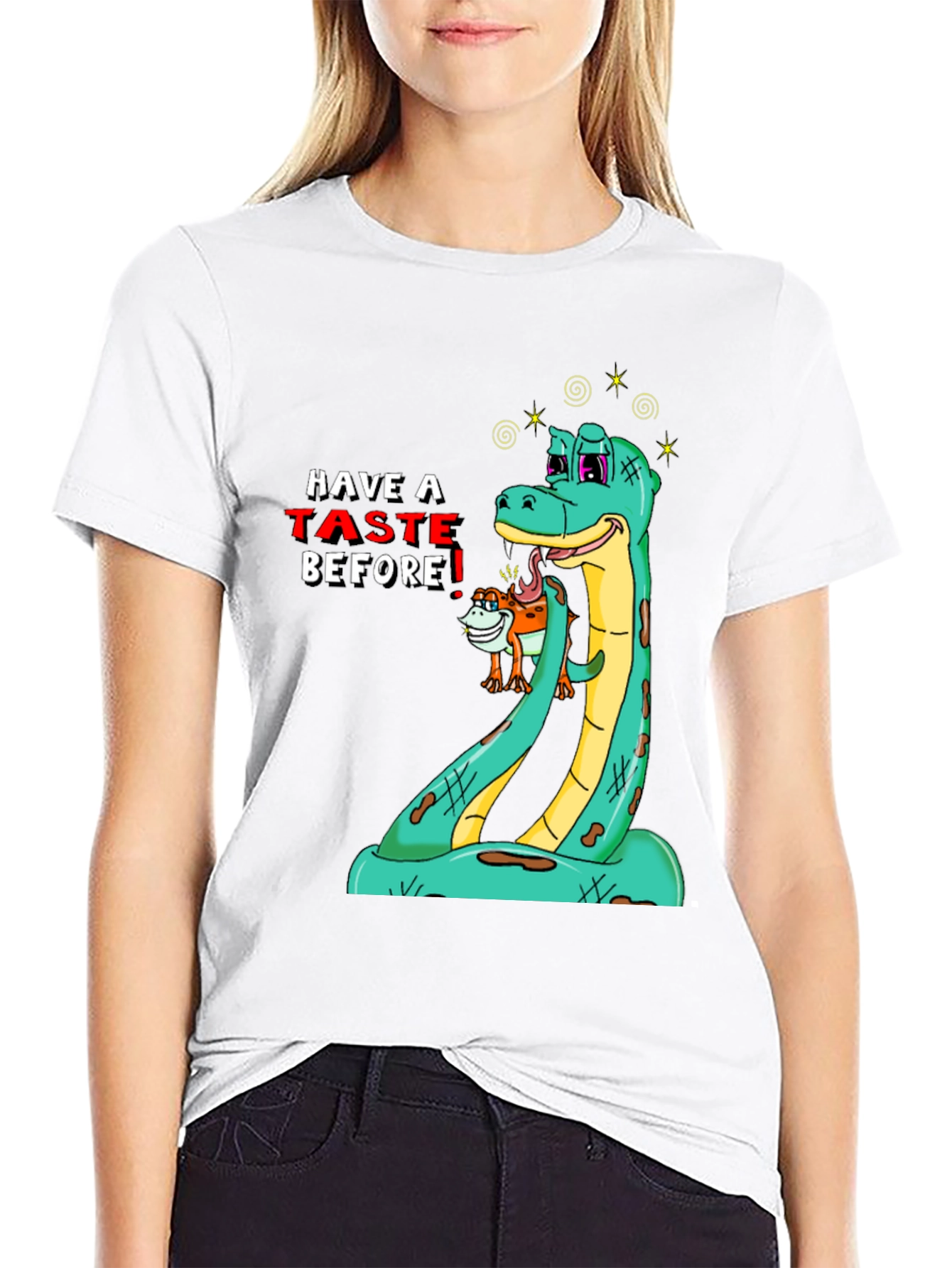 Black Funny Snake Tasting T-Shirt view 9