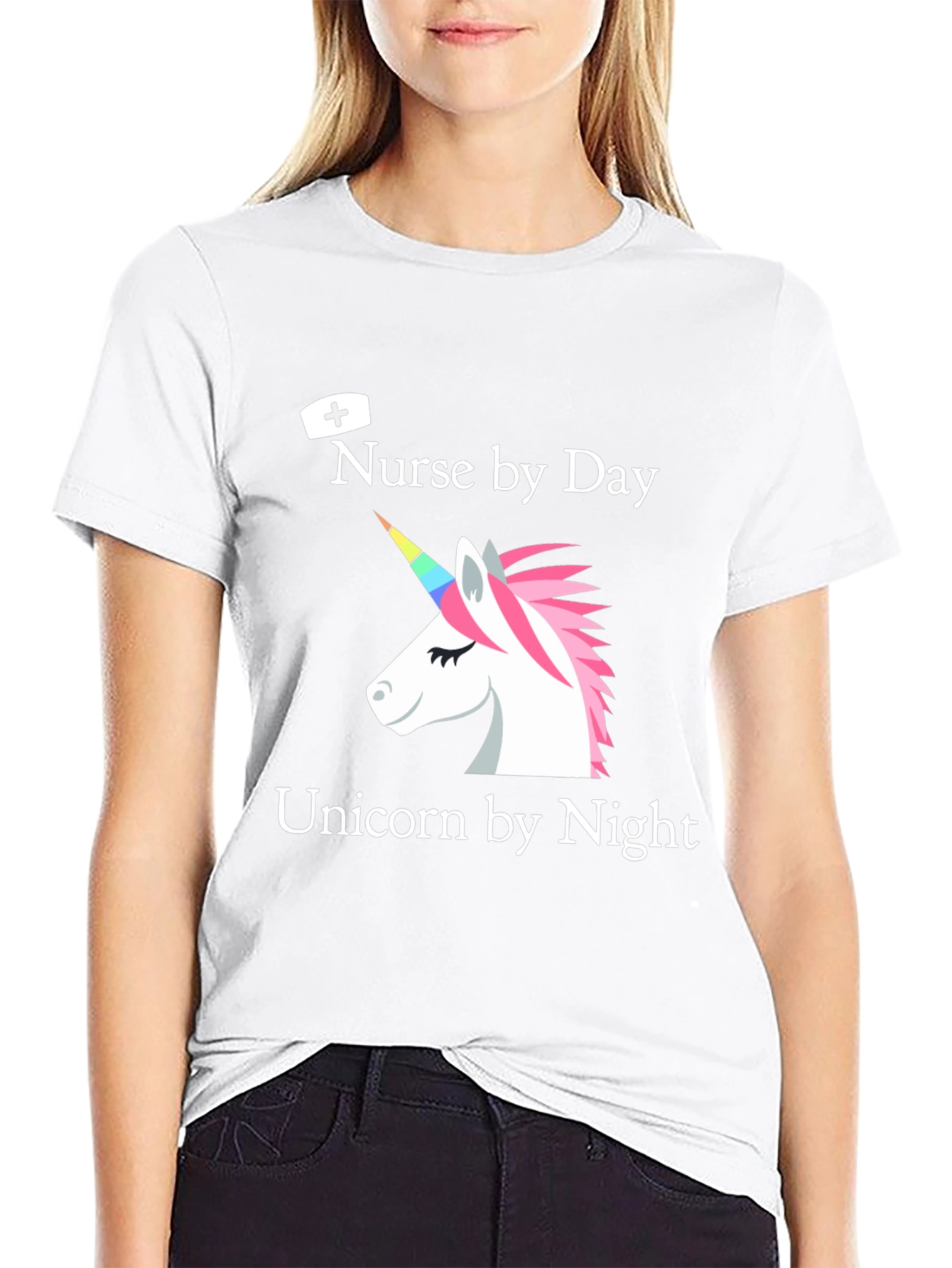 Black Nurse by Day Unicorn by Night T-Shirt view 9