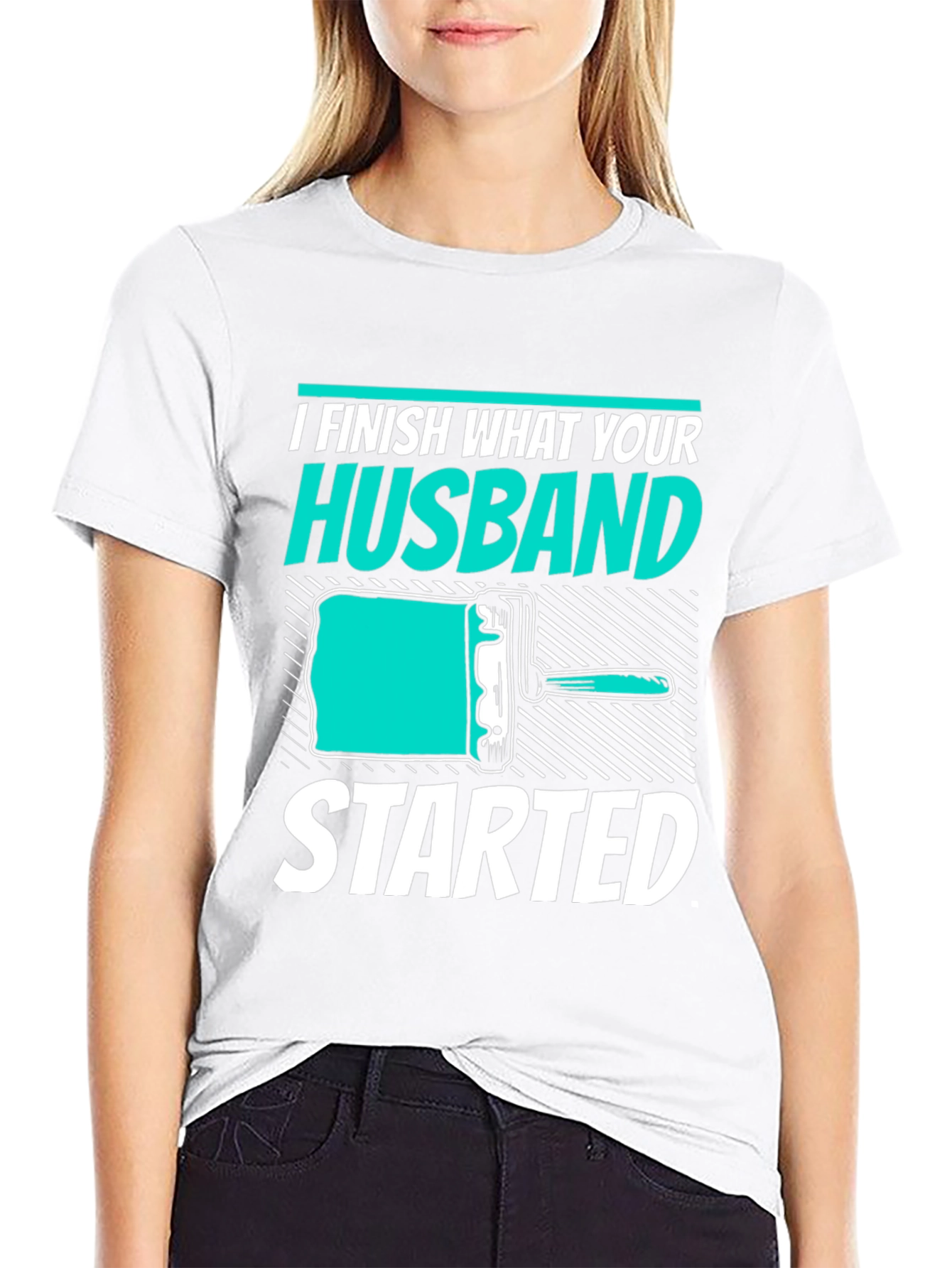 Black I Finish What Your Husband Started Funny T-Shirt view 9
