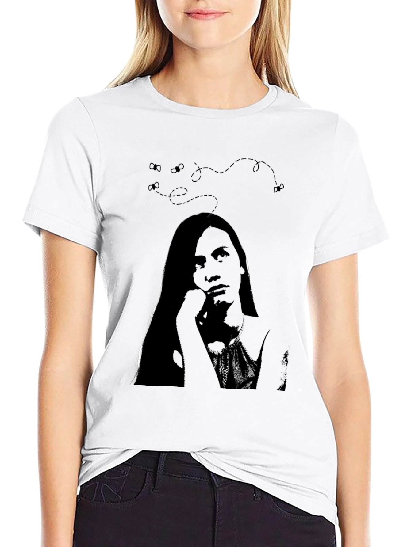 Black Graphic Tee - Woman Portrait Design - 9