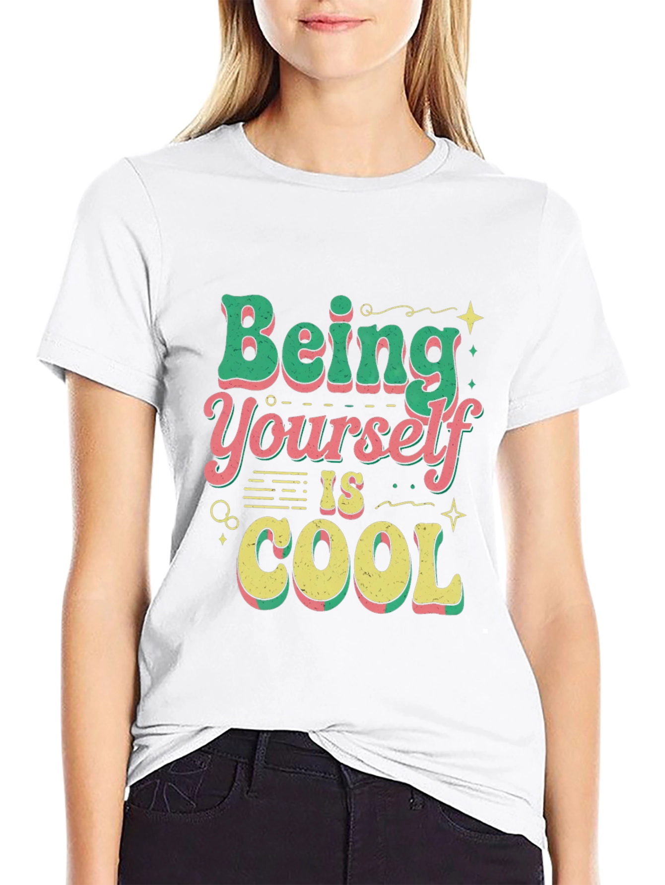 Black Being Yourself is Cool T-Shirt view 9